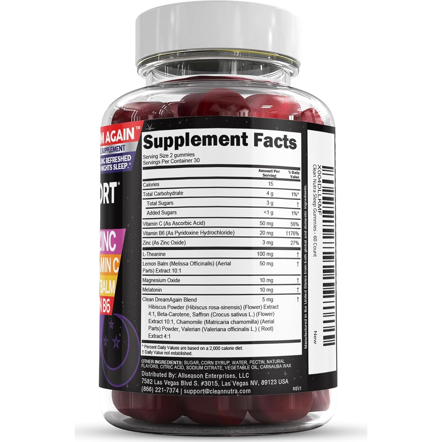 Gomitas de Melatonina Clean Nutra 10mg Suplemento para Dormir