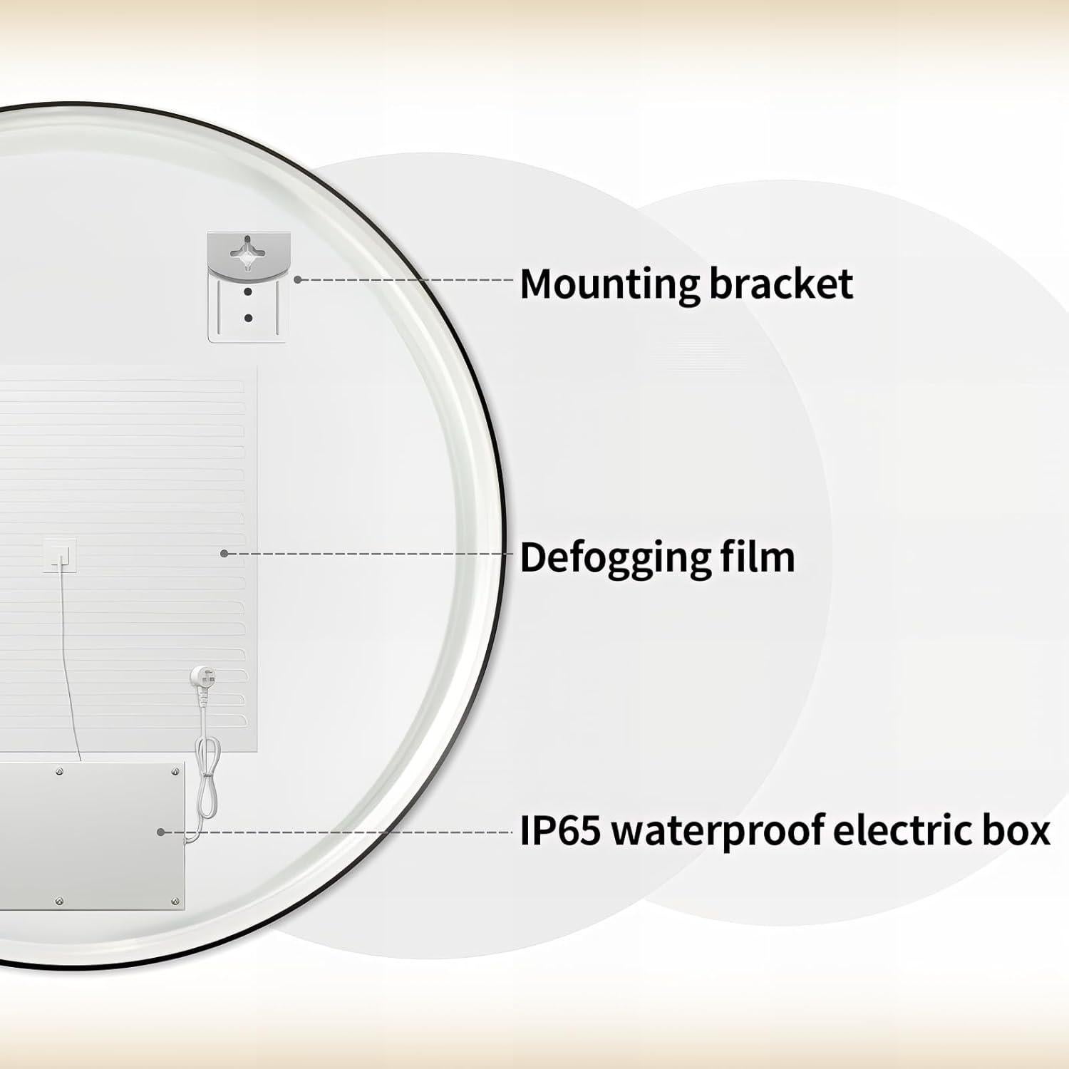 Espejo de Baño LED TheiaMo 32" Redondo Inteligente Negro