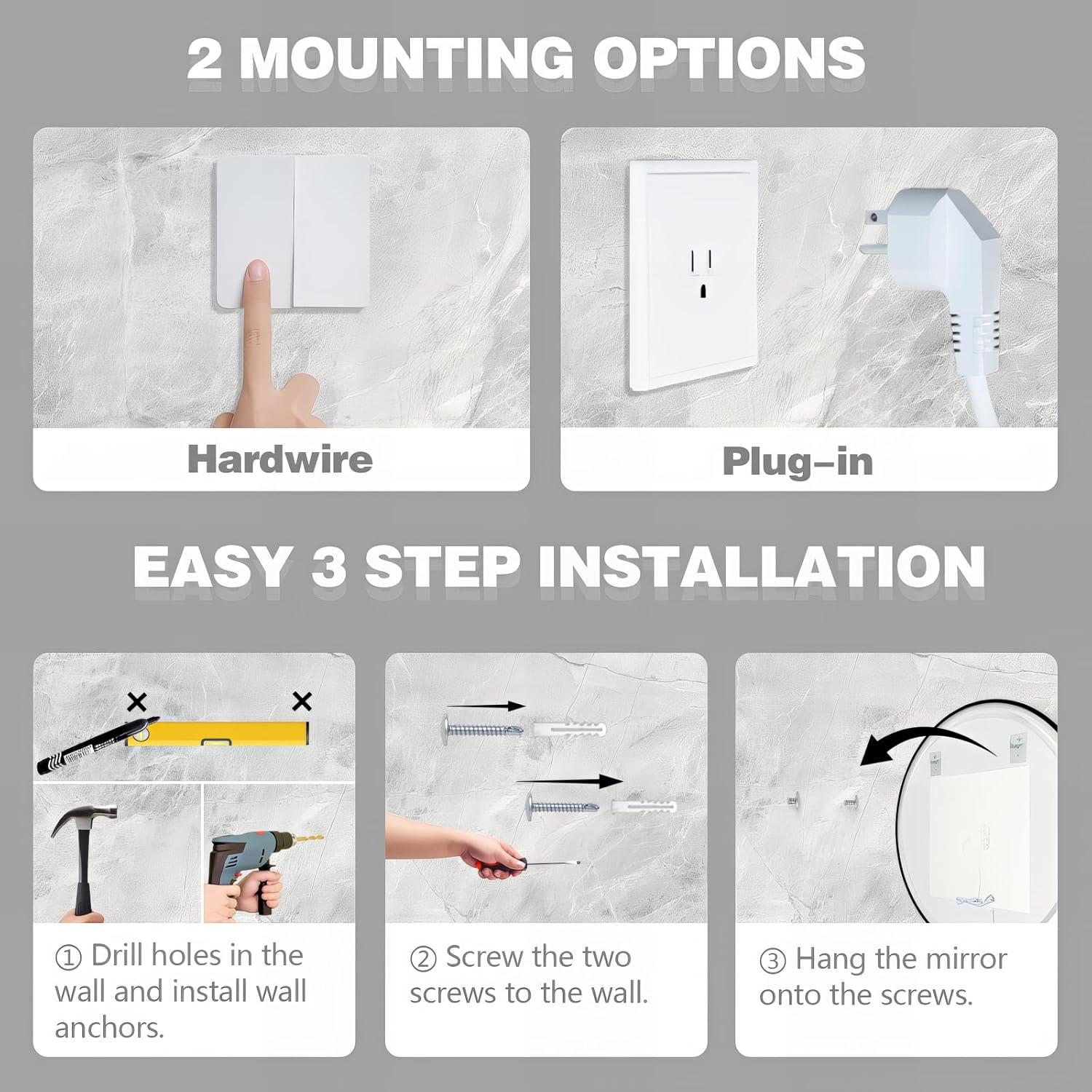 Espejo de Baño LED TheiaMo 32" Redondo Inteligente Negro