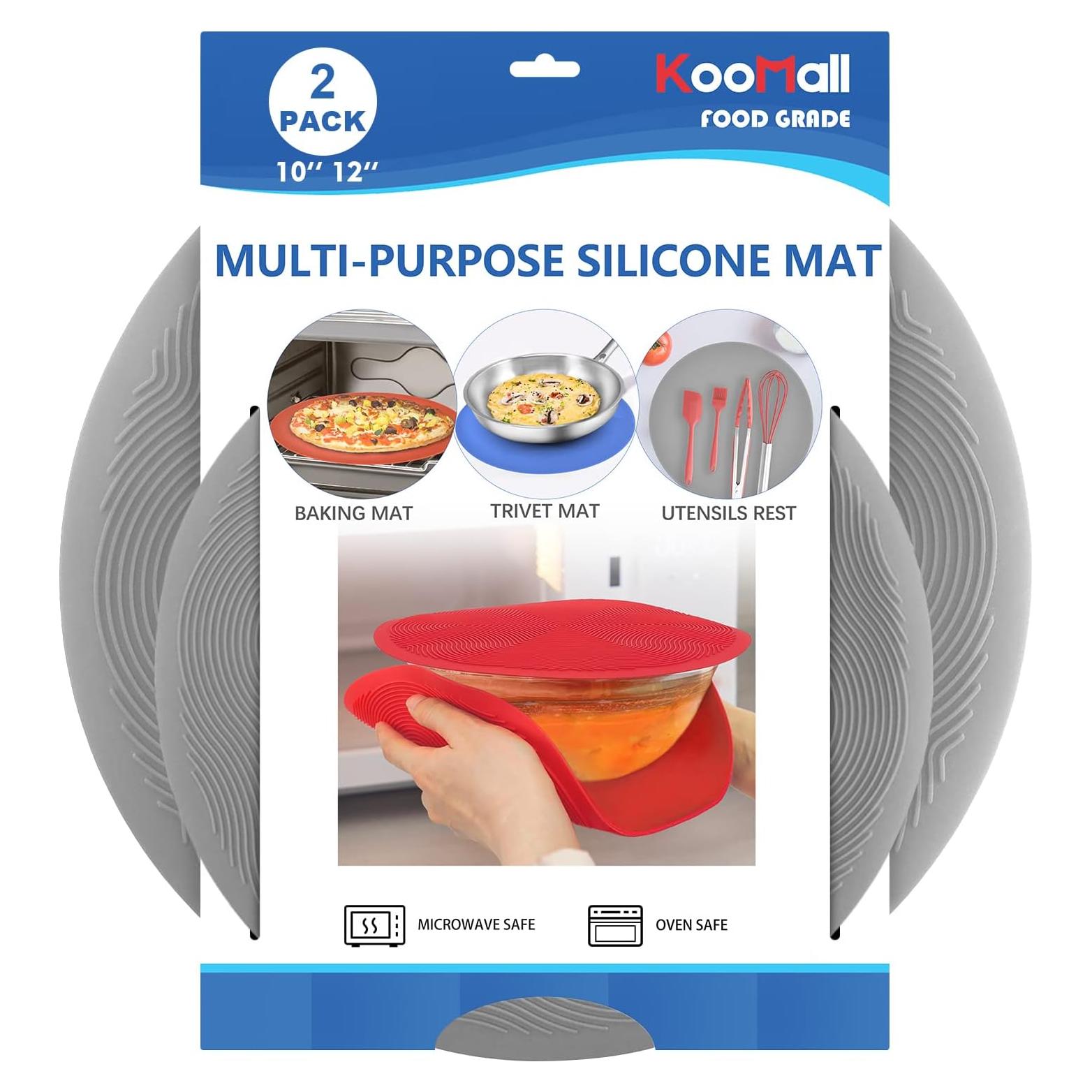 Alfombrilla Multiuso KooMall 30.5cm Silicona Gris 2 Piezas
