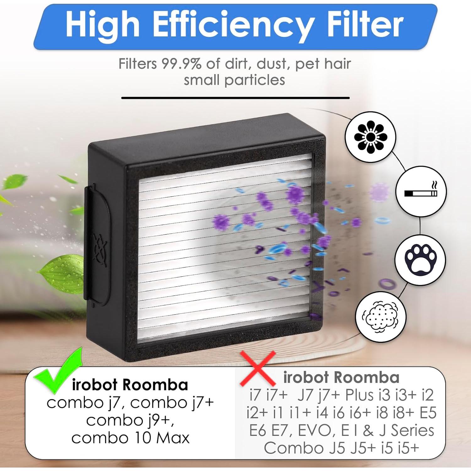 Kit de Repuesto 10 Piezas FILTERIST para iRobot Roomba Combo j7