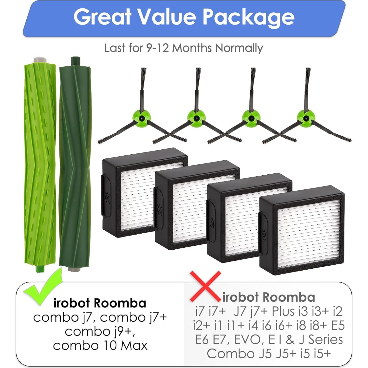 Kit de Repuesto 10 Piezas FILTERIST para iRobot Roomba Combo j7