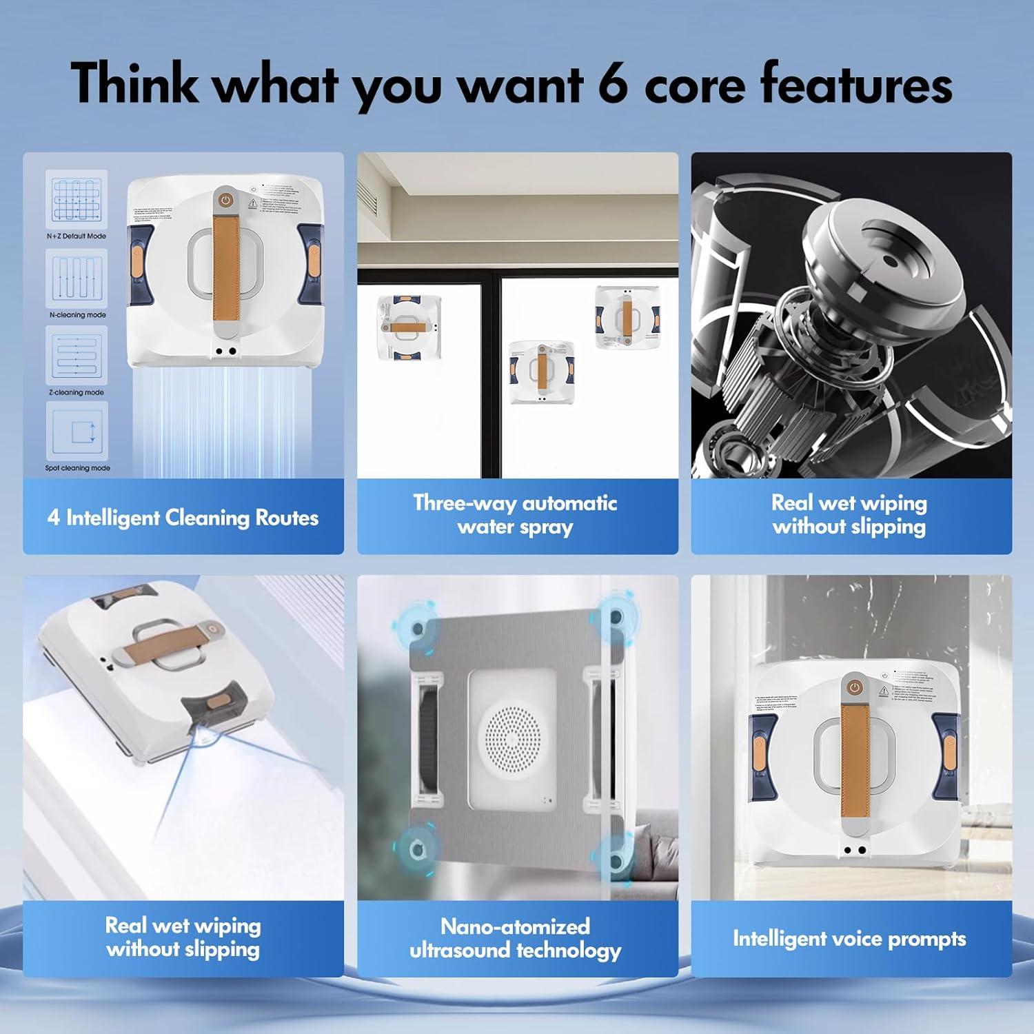 Robot Limpiador de Ventanas Jemyths YW163-YX1 3500Pa Control Remoto