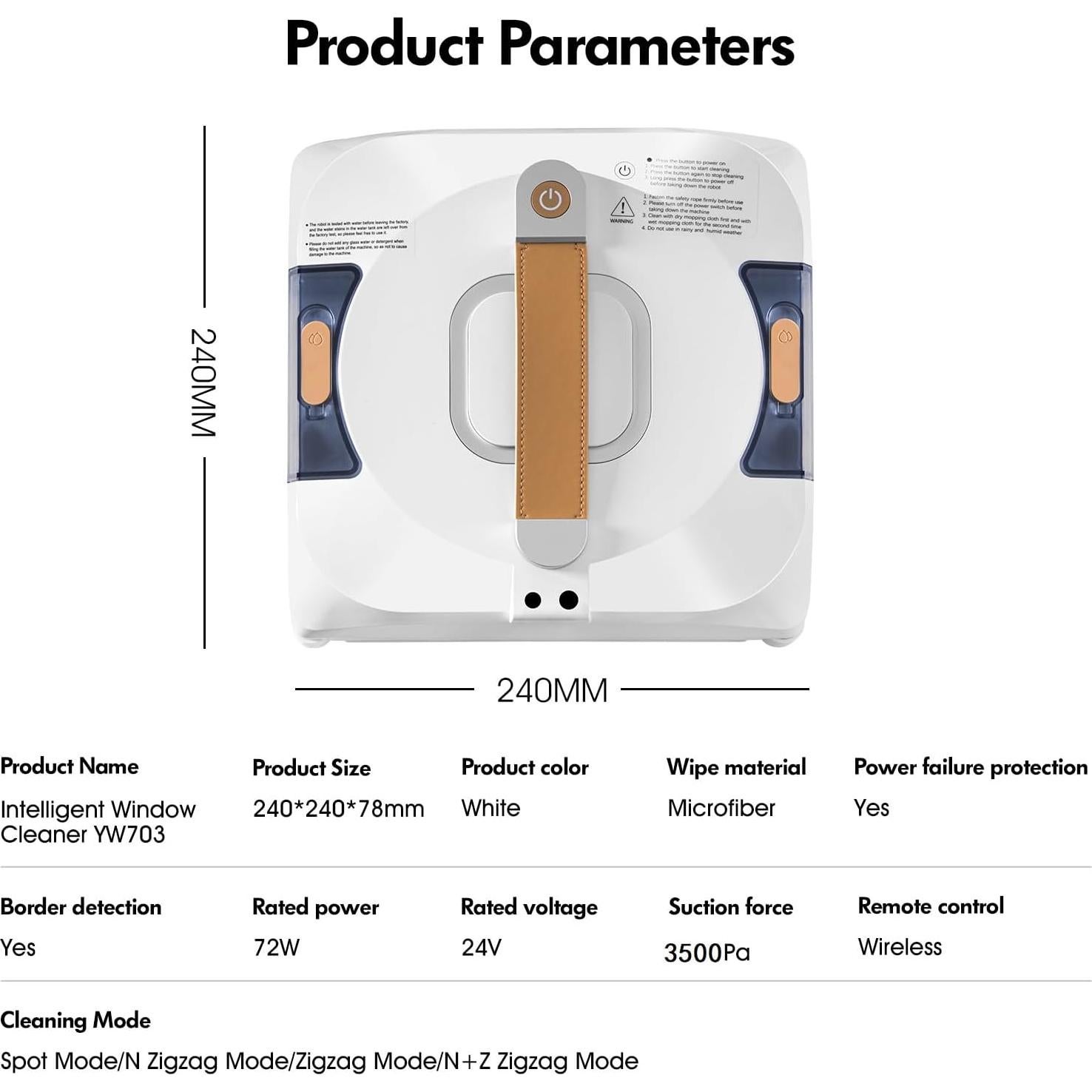 Robot Limpiador de Ventanas Jemyths YW163-YX1 3500Pa Control Remoto