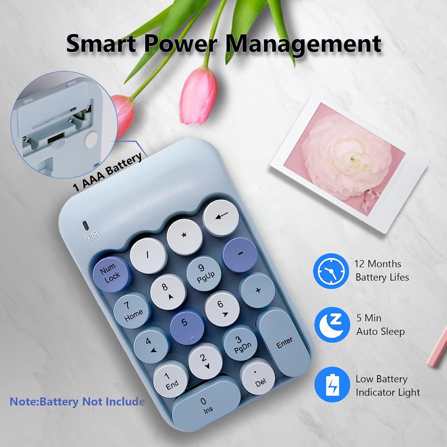 Teclado Numérico Inalámbrico Seaciyan X910 Ergonómico Azul