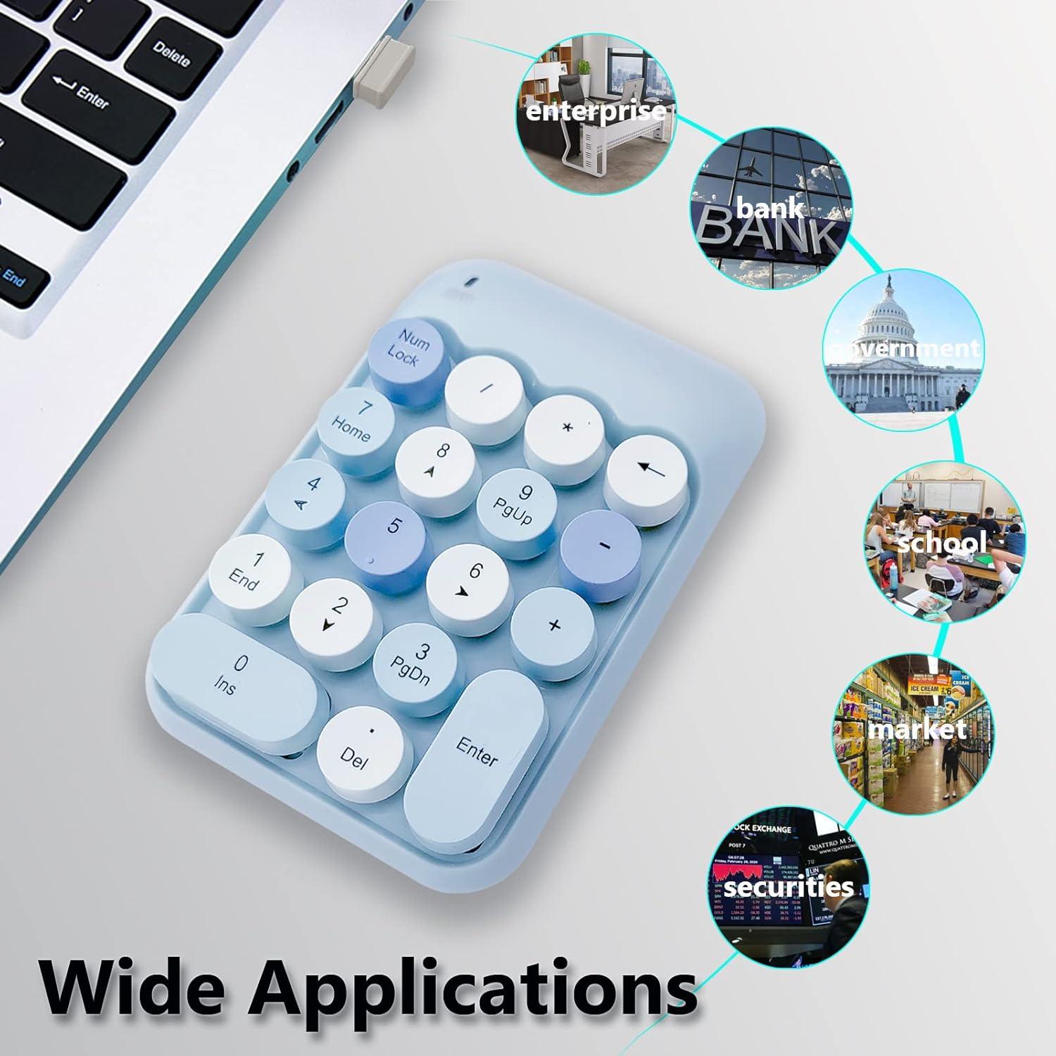 Teclado Numérico Inalámbrico Seaciyan X910 Ergonómico Azul