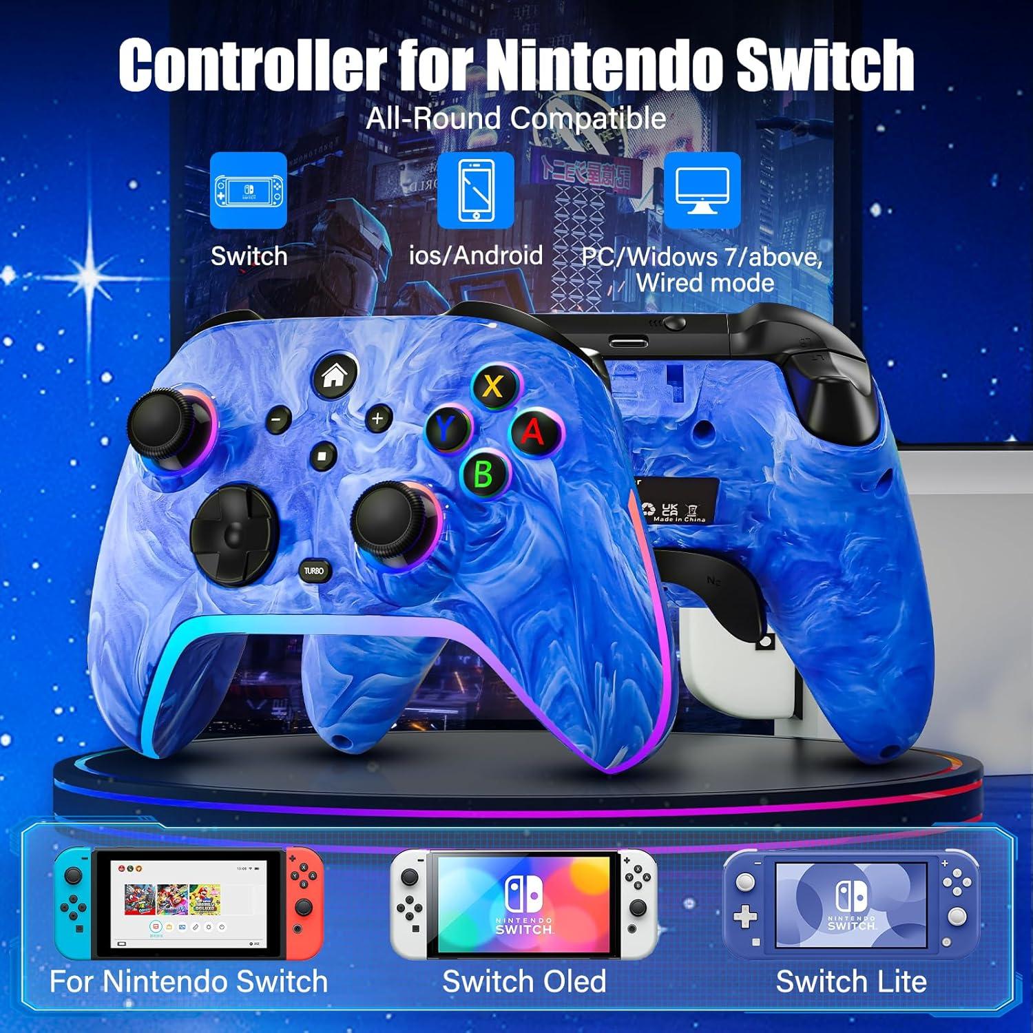 Controlador Inalámbrico Nintendo Switch Pro Azul 1200mAh