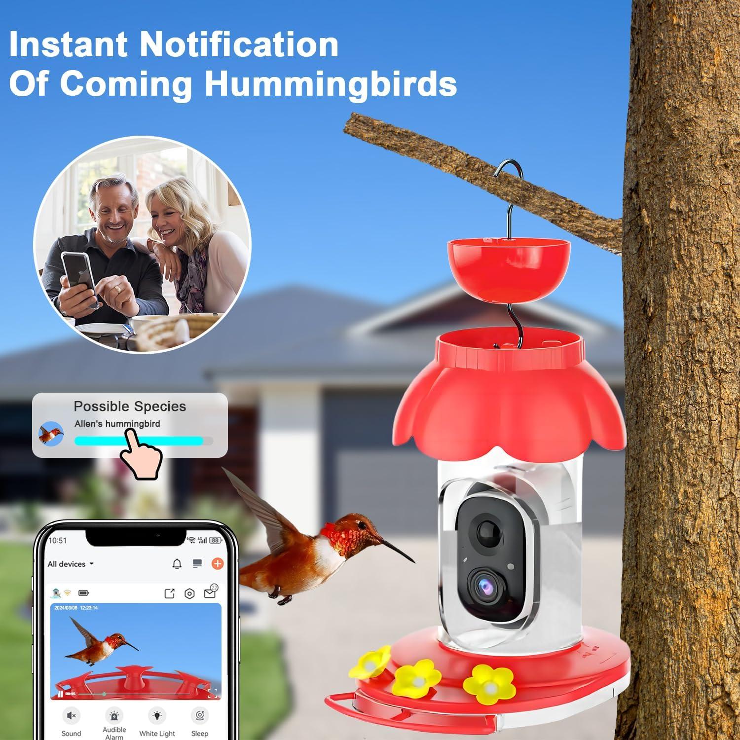 Comedero para Colibríes SECUHOME con Cámara HD 591 ml