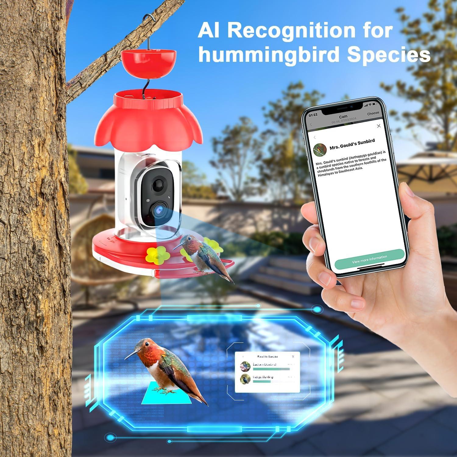 Comedero para Colibríes SECUHOME con Cámara HD 591 ml