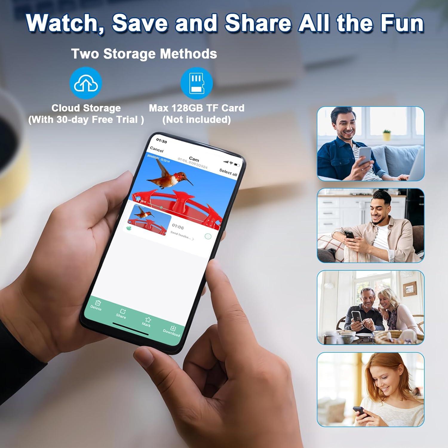 Comedero para Colibríes SECUHOME con Cámara HD 591 ml