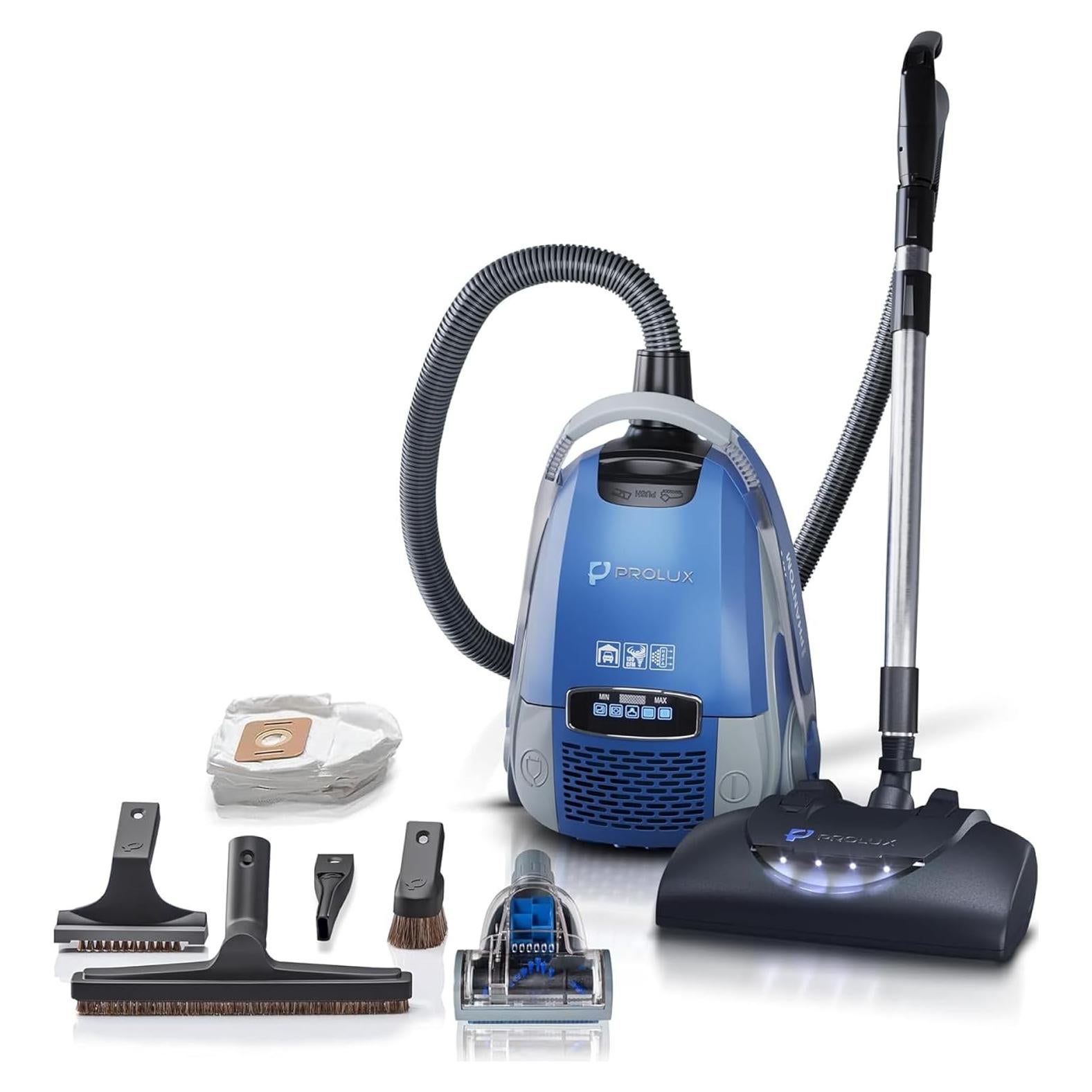 Prolux Phantom Canister Vacuum Cleaner with Wessel Werk EBK360 Power Nozzle, Lightweight, Powerful, H12 HEPA Filter Easy Suction Adjustment, Perfect for Quick and Efficient Cleaning