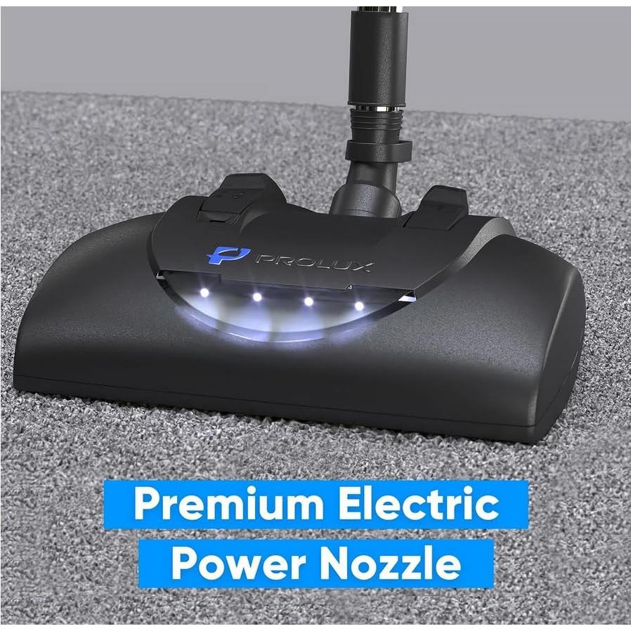 Prolux Phantom Canister Vacuum Cleaner with Wessel Werk EBK360 Power Nozzle, Lightweight, Powerful, H12 HEPA Filter Easy Suction Adjustment, Perfect for Quick and Efficient Cleaning