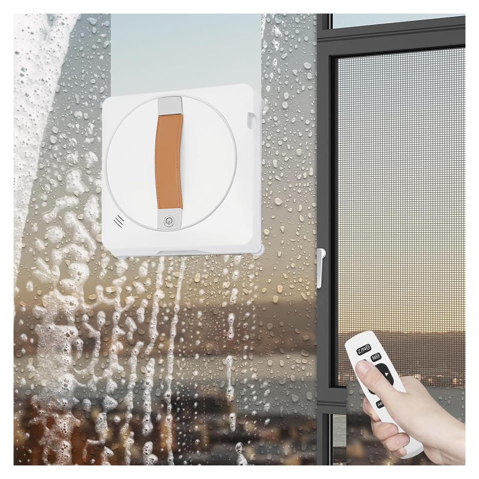 Automatic Window Cleaning Robot Smart Glass Cleaning Robot, Dual Water Spray, Electric Window Cleaner w/Remote Control, 2500Pa Suction Power, 3.5Min/m²