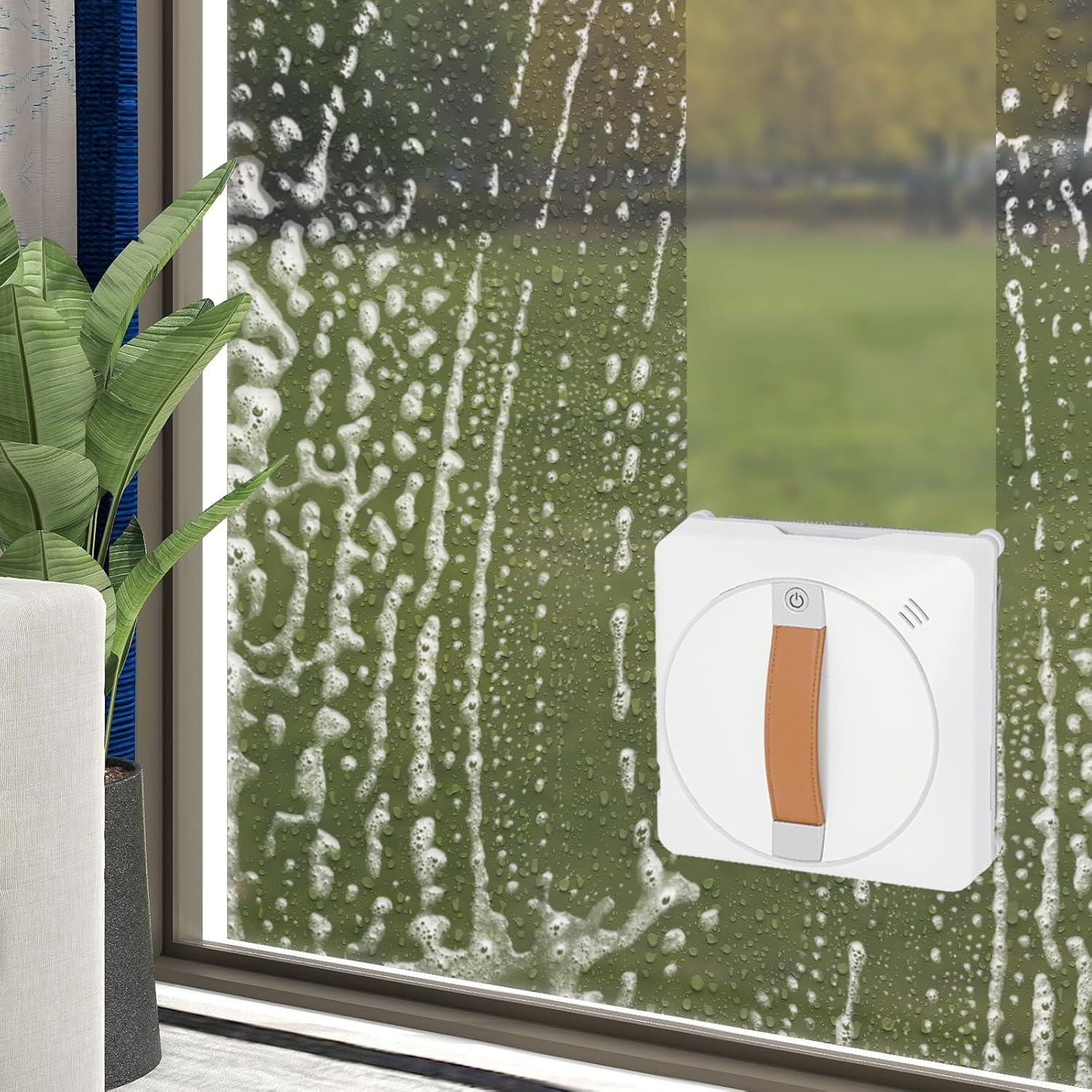 Automatic Window Cleaning Robot Smart Glass Cleaning Robot, Dual Water Spray, Electric Window Cleaner w/Remote Control, 2500Pa Suction Power, 3.5Min/m²