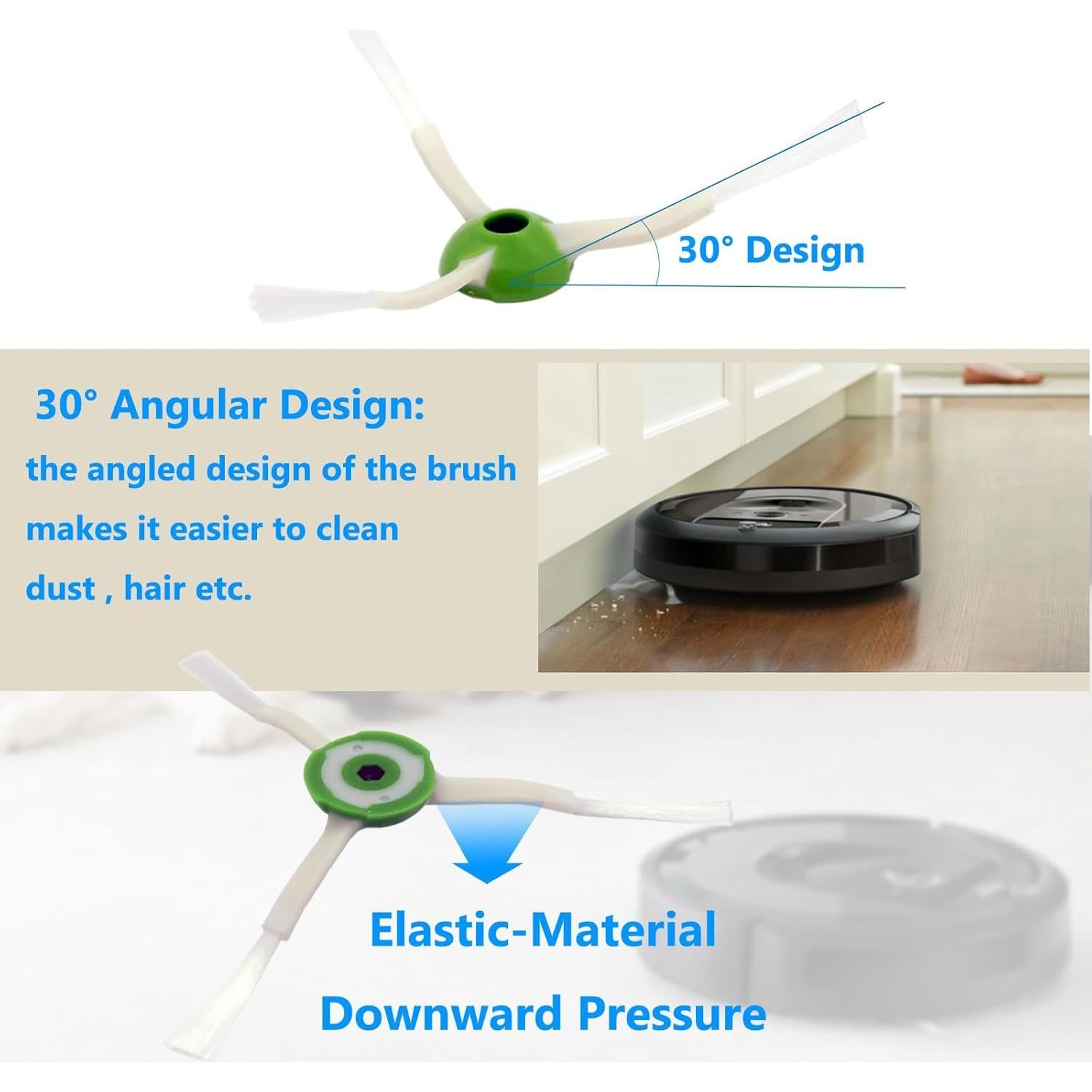 Cepillos Laterales EXPILOVI para iRobot Roomba i/E/J - 3 Piezas