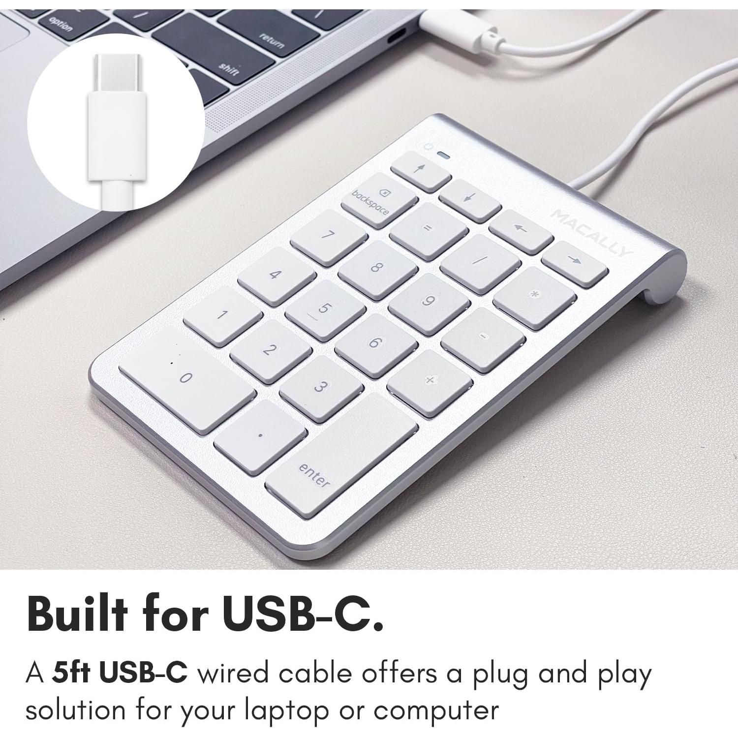 Teclado Numérico USB C Macally UCNUMKEY22 Plata 22 Teclas