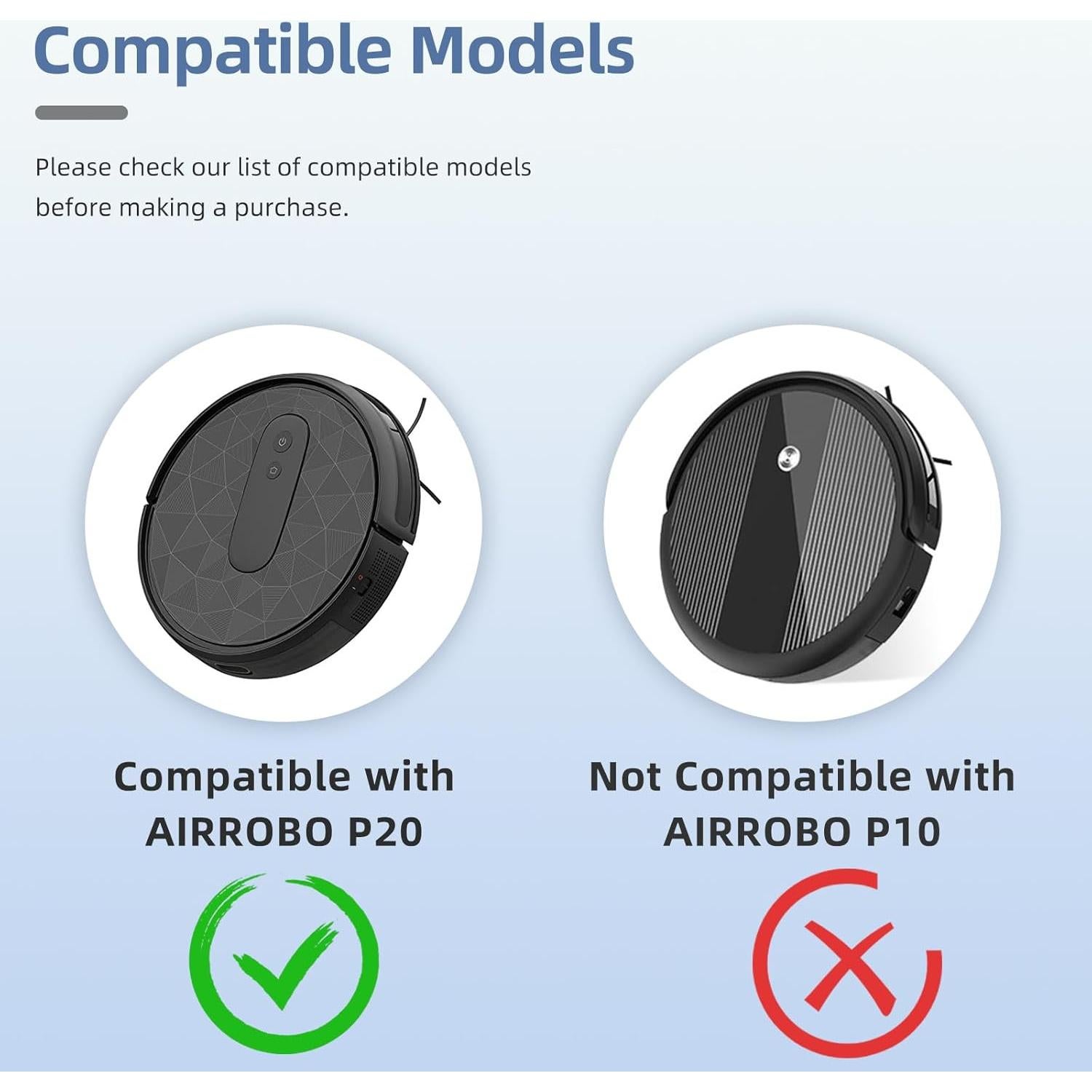 Accesorios para Aspiradora Robot LVTENGAI P20 - 1 Cepillo, 6 Filtros HEPA, 6 Cepillos Laterales