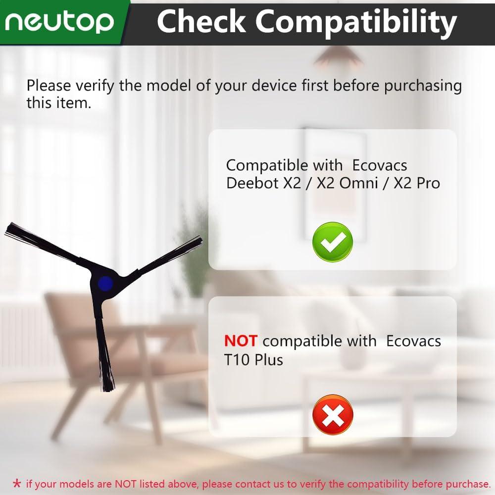 Cepillos Laterales Neutop para Ecovacs Deebot X2 - Paquete de 9