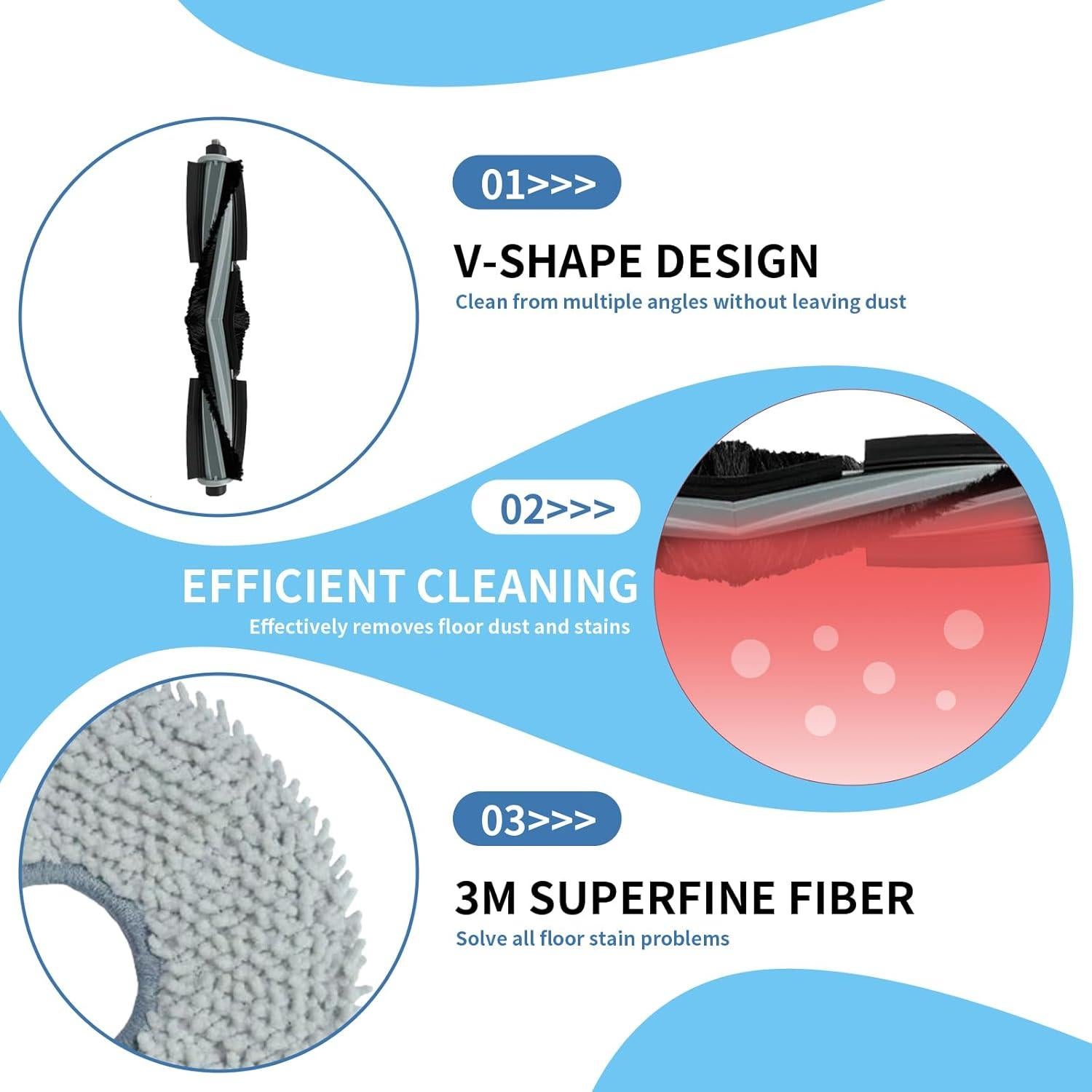 Repuestos Aerqvix para ECOVACS DEEBOT X2 Omni - 4 Paños, 4 Filtros, 2 Cepillos