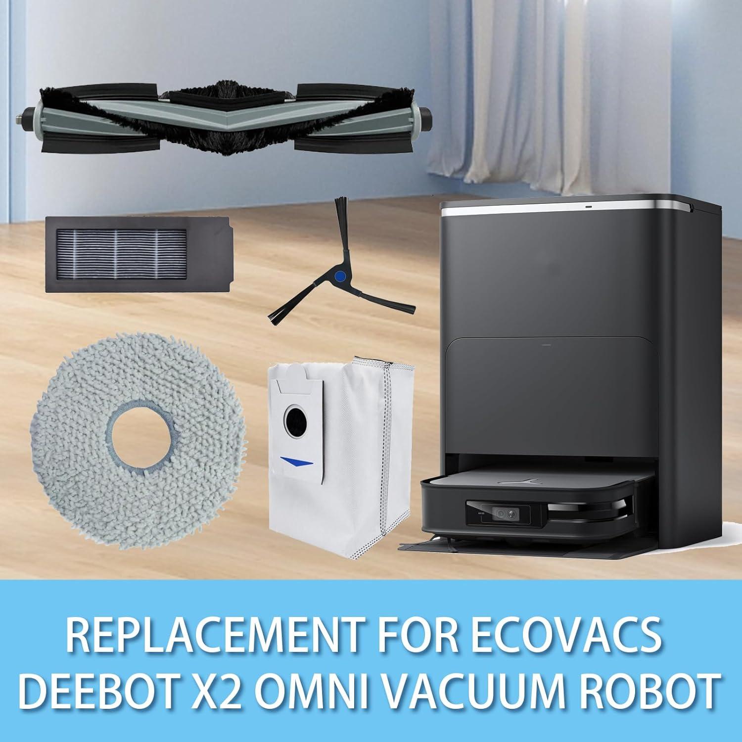 Repuestos Aerqvix para ECOVACS DEEBOT X2 Omni - 4 Paños, 4 Filtros, 2 Cepillos