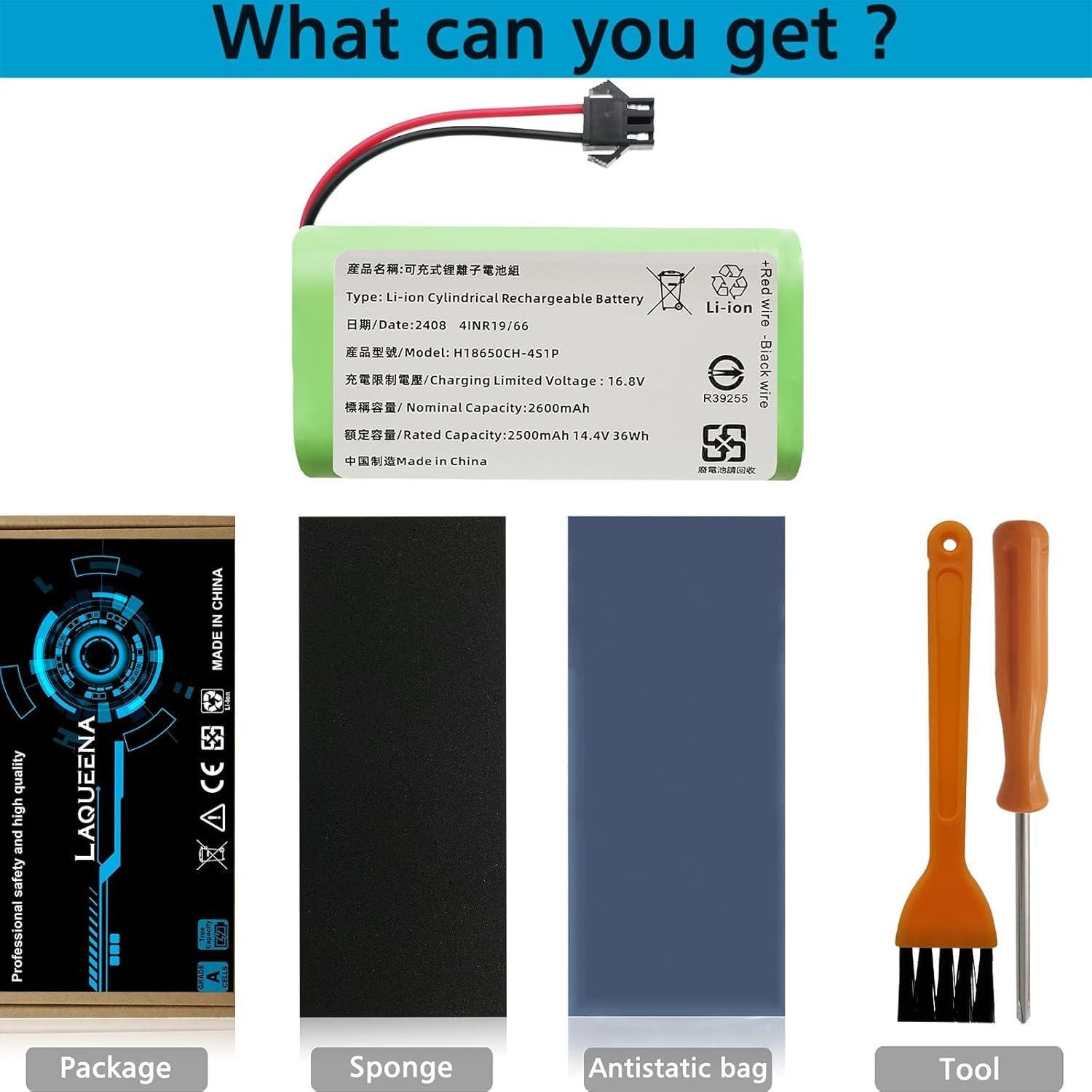 Batería Li-ion 14.4V 36Wh Laqueena para Aspiradora Lefant M213