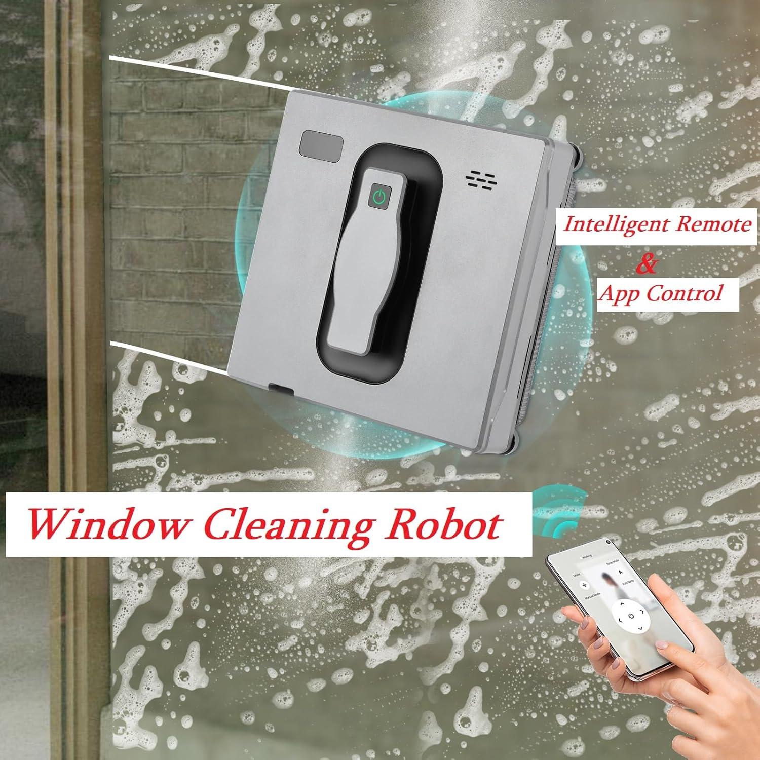 Window Cleaning Robot, Robot Window Cleaner with Intelligent Control/APP Control, Automatic Windows Vacuum Cleaner with 3 Cleaning Mode for Homes, Office Buildings, 1.69Oz Water Tank Capacity