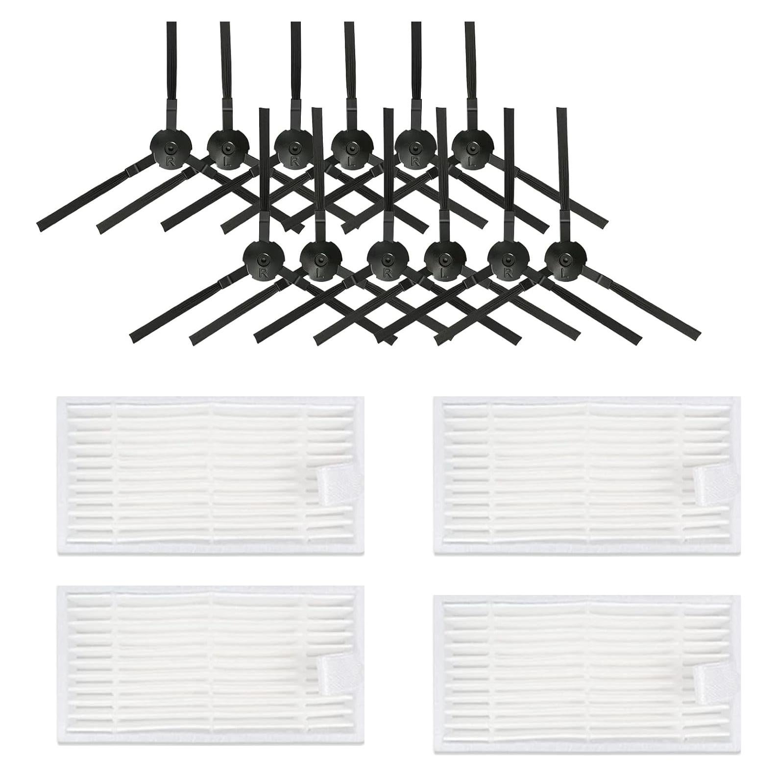 Replacement Parts for ILIFE V3 V3s V5 V5s Pro V50 V55 Robotic Vacuum Cleaner Accessories Kit, 6Pairs Side Brushes & 4 Filters