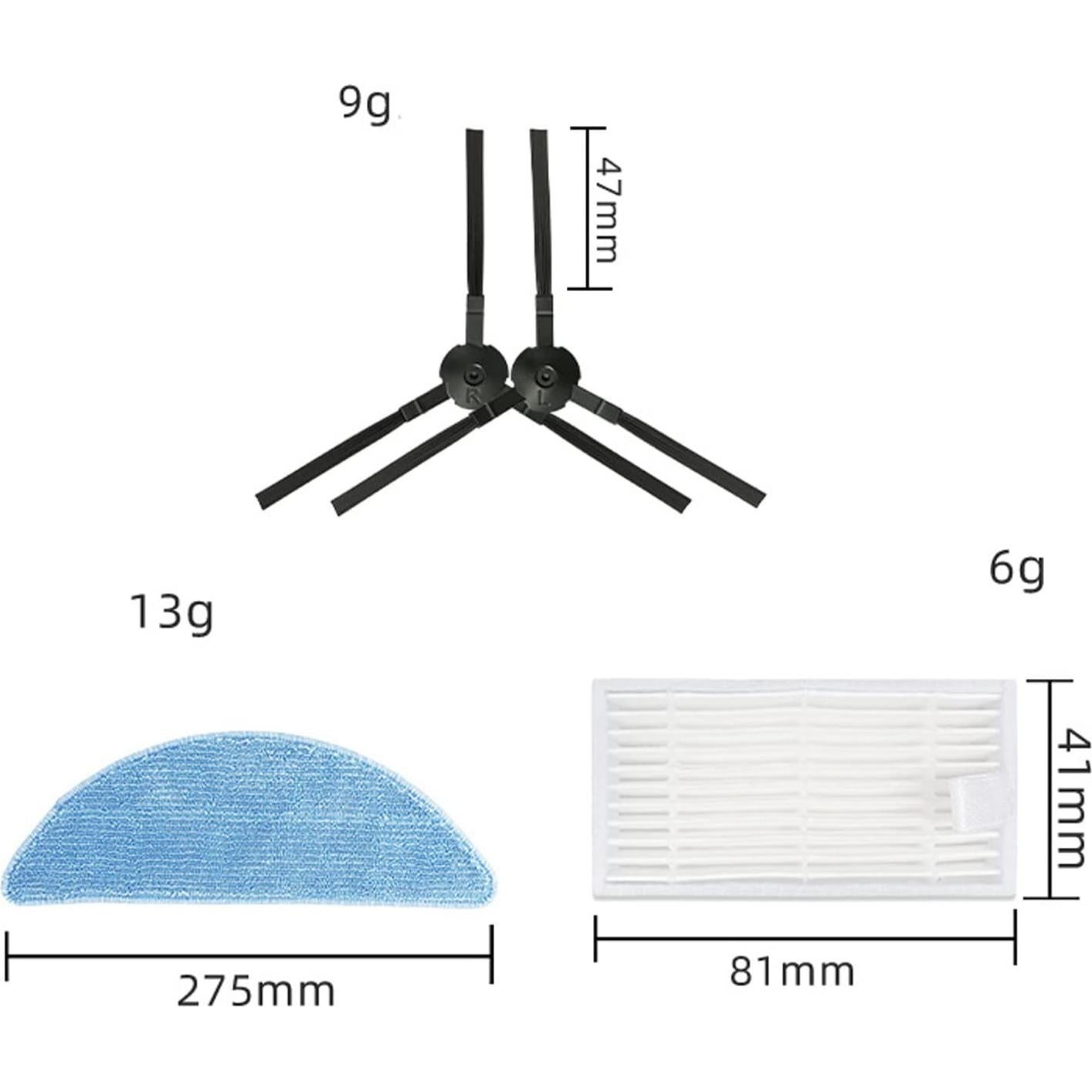 Replacement Parts for ILIFE V3 V3s V5 V5s Pro V50 V55 Robotic Vacuum Cleaner Accessories Kit, 6Pairs Side Brushes & 4 Filters