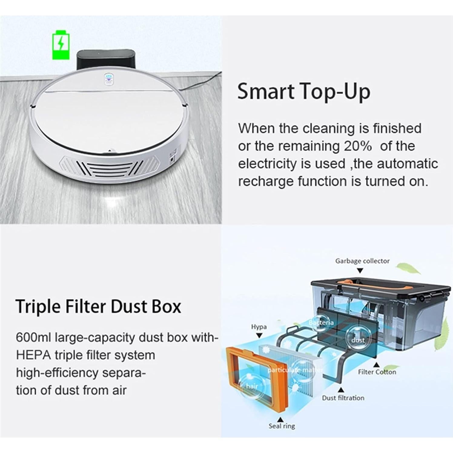 Robot mop Robot Vacuum Cleaner Voice Control Vacuuming Mopping Sweeping 3in1 Smart Home Cleaning Robot (Color : Black, Size : US)