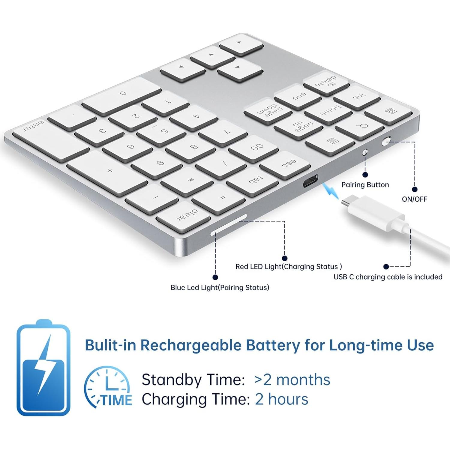 Teclado Numérico Bluetooth HoRiMe Slim Recargable 34 Teclas
