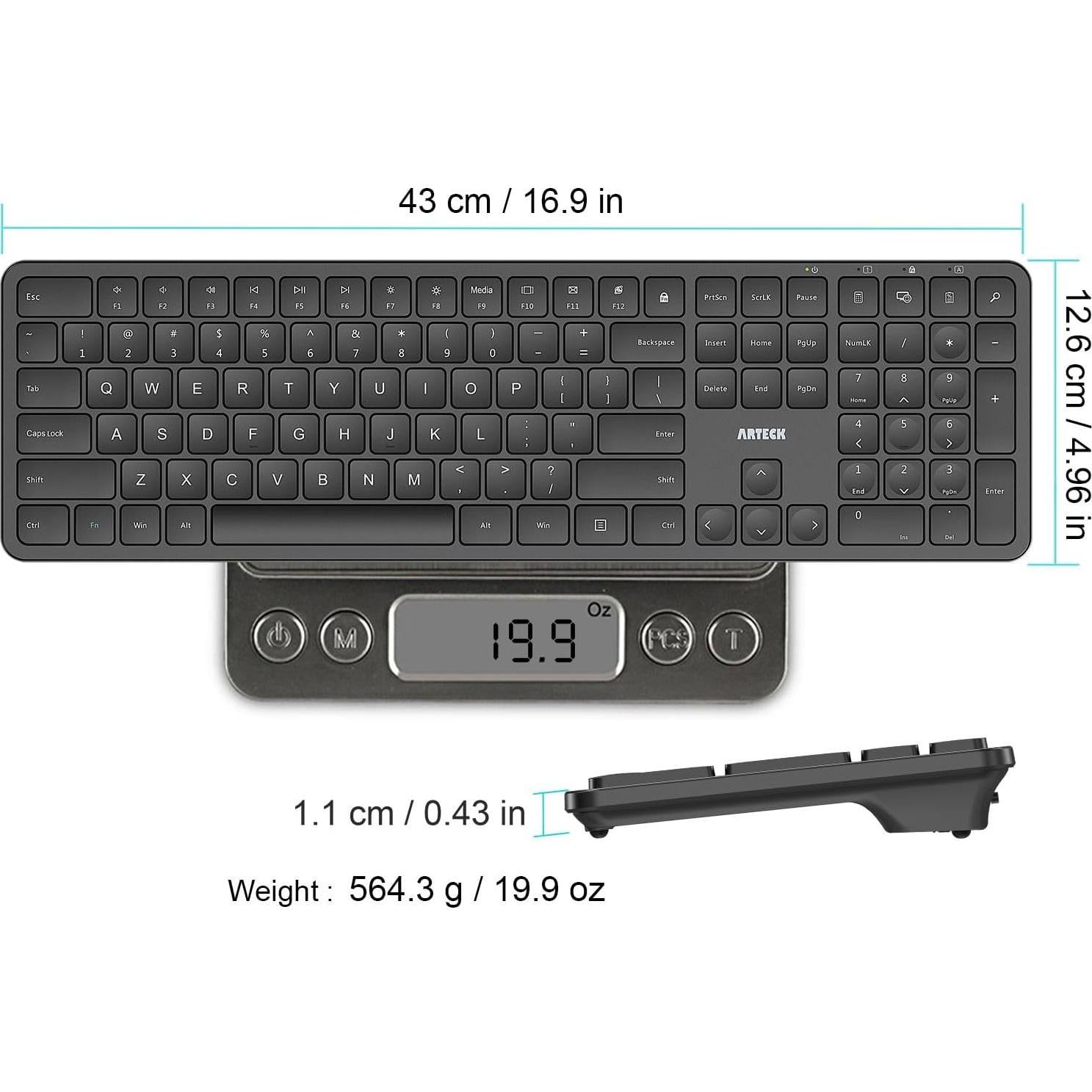 Teclado Inalámbrico Arteck USB 2.4G Completo con Numérico