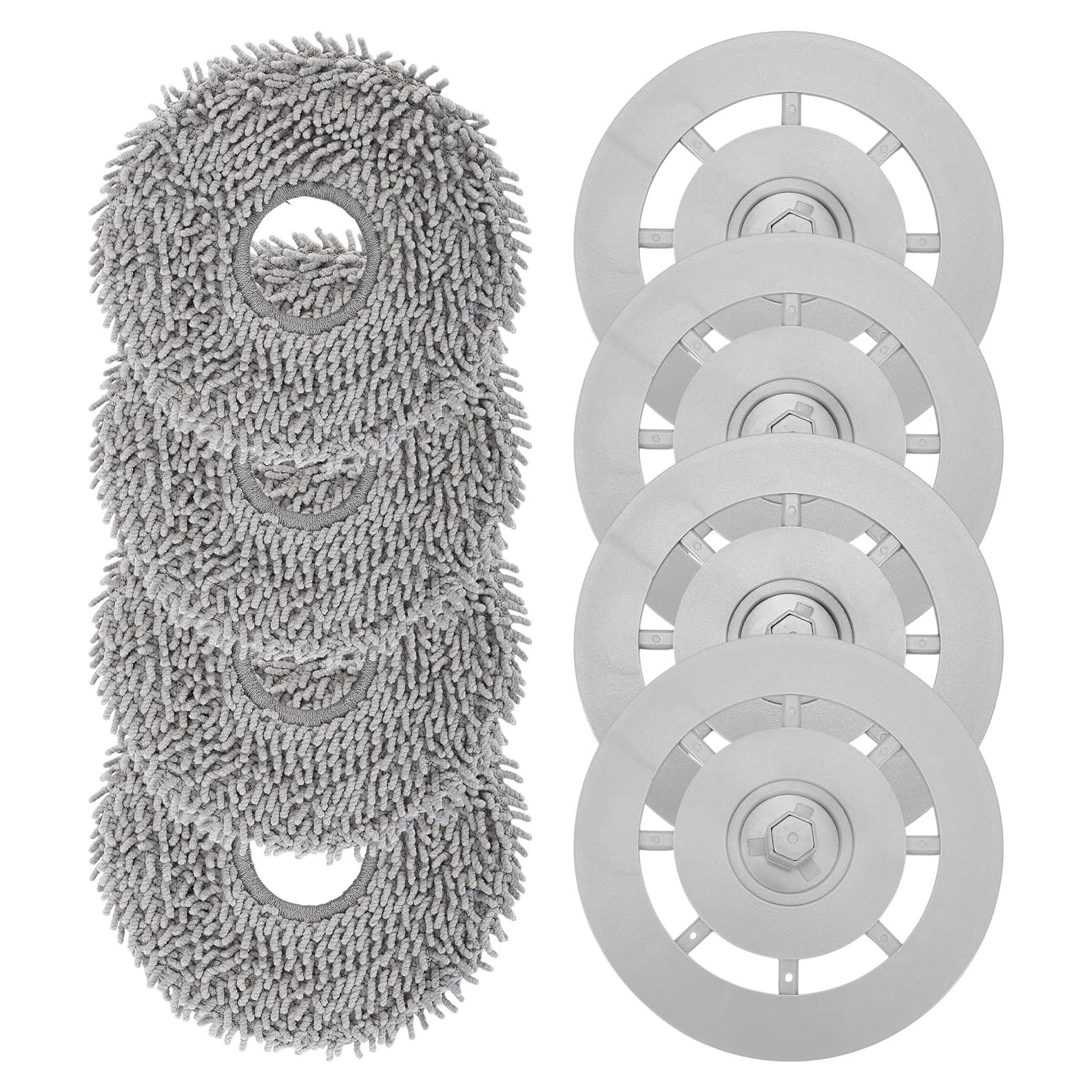 8Pcs Microfiber Mop Cloth & Mop Tray Compatible with Roborock Q Revo Vacuum Cleaner, Washable Mop Pad Replacement Accessories Cloth Holder Mount Spare Parts