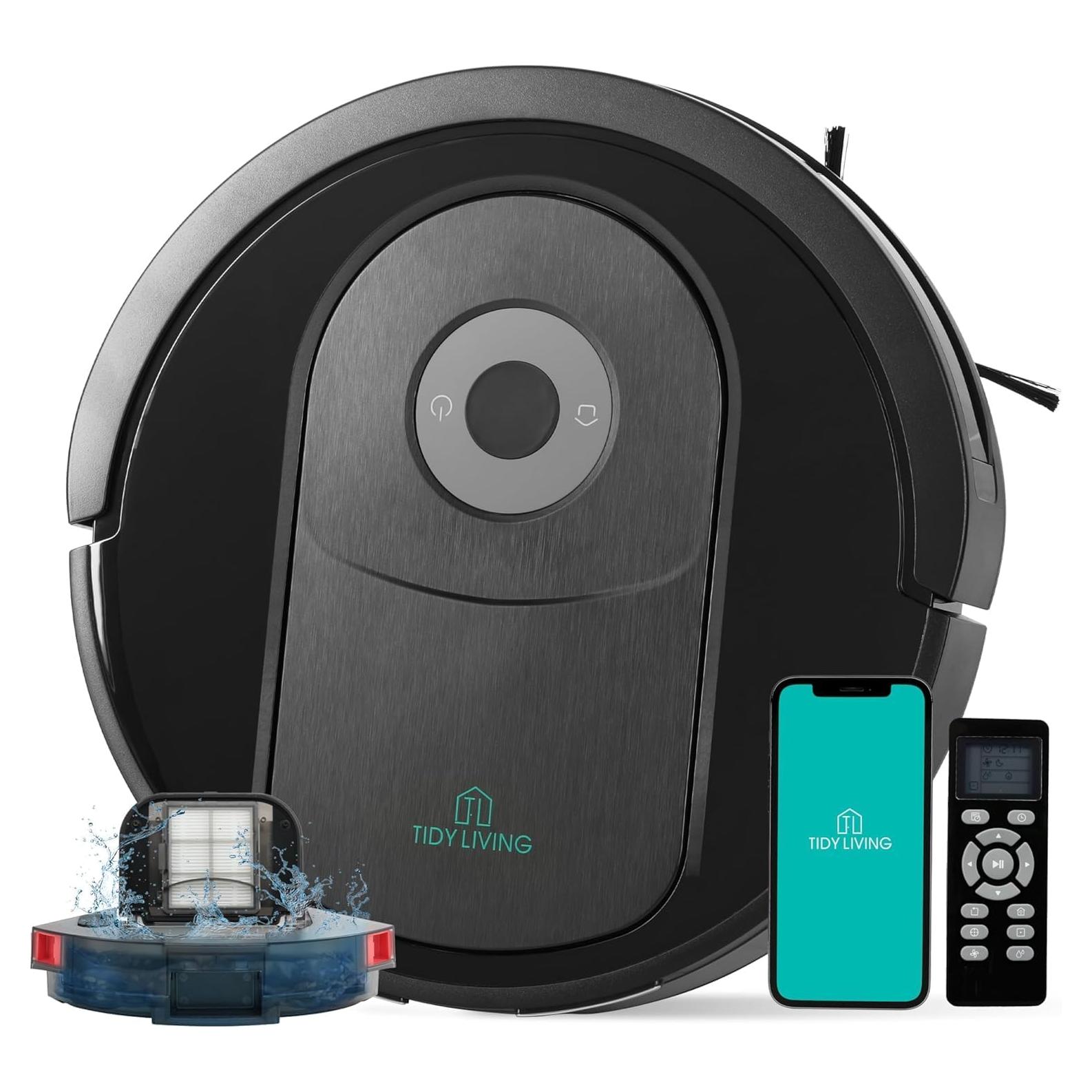 Xcity Robot Vacuum and Mop Combo, 4000Pa Suction Robot Vacuum Cleaner with Water Tank & Dustbin, Self-Charging Smart Vacuum Compatible with App, Ideal for Pet Hair, Hard Floors & Carpet