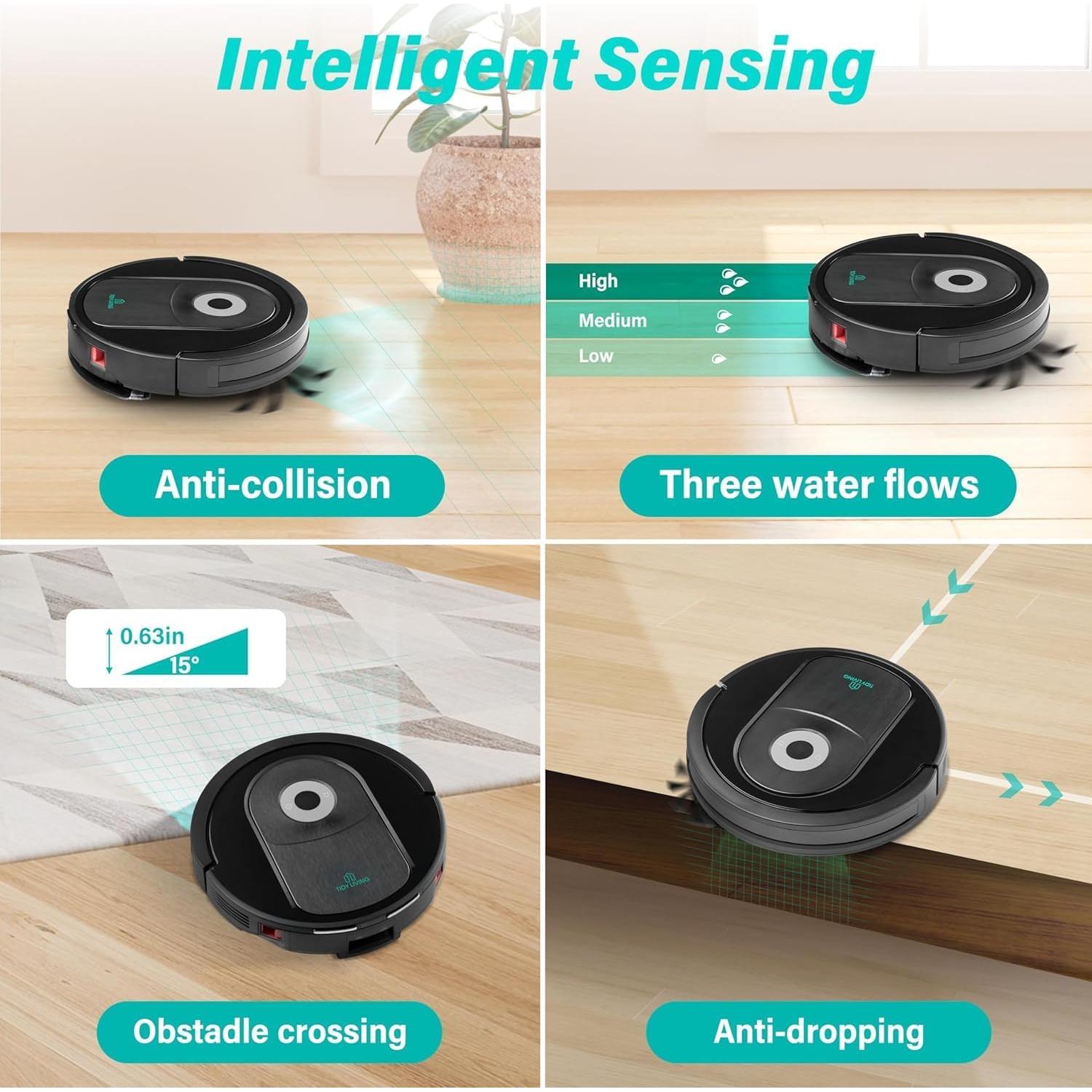 Xcity Robot Vacuum and Mop Combo, 4000Pa Suction Robot Vacuum Cleaner with Water Tank & Dustbin, Self-Charging Smart Vacuum Compatible with App, Ideal for Pet Hair, Hard Floors & Carpet