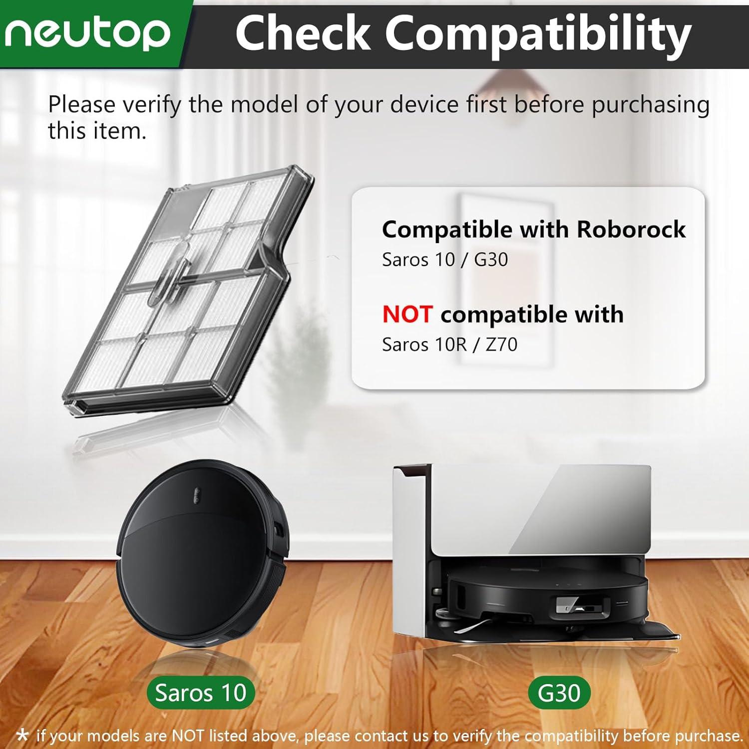 Filtros HEPA Neutop para Roborock Saros 10 y G30 - Paquete de 8