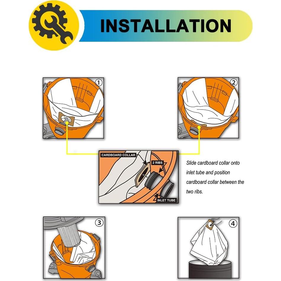 Bolsas de Reemplazo RIDGID VF3502 para Aspiradoras 12-16 Gal