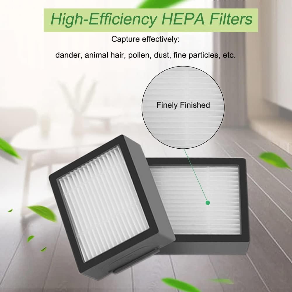 Kit de Repuestos iRobot Roomba E5 E6 i3 i4 i7 i8 - 1 Juego de Cepillos y 6 Filtros HEPA