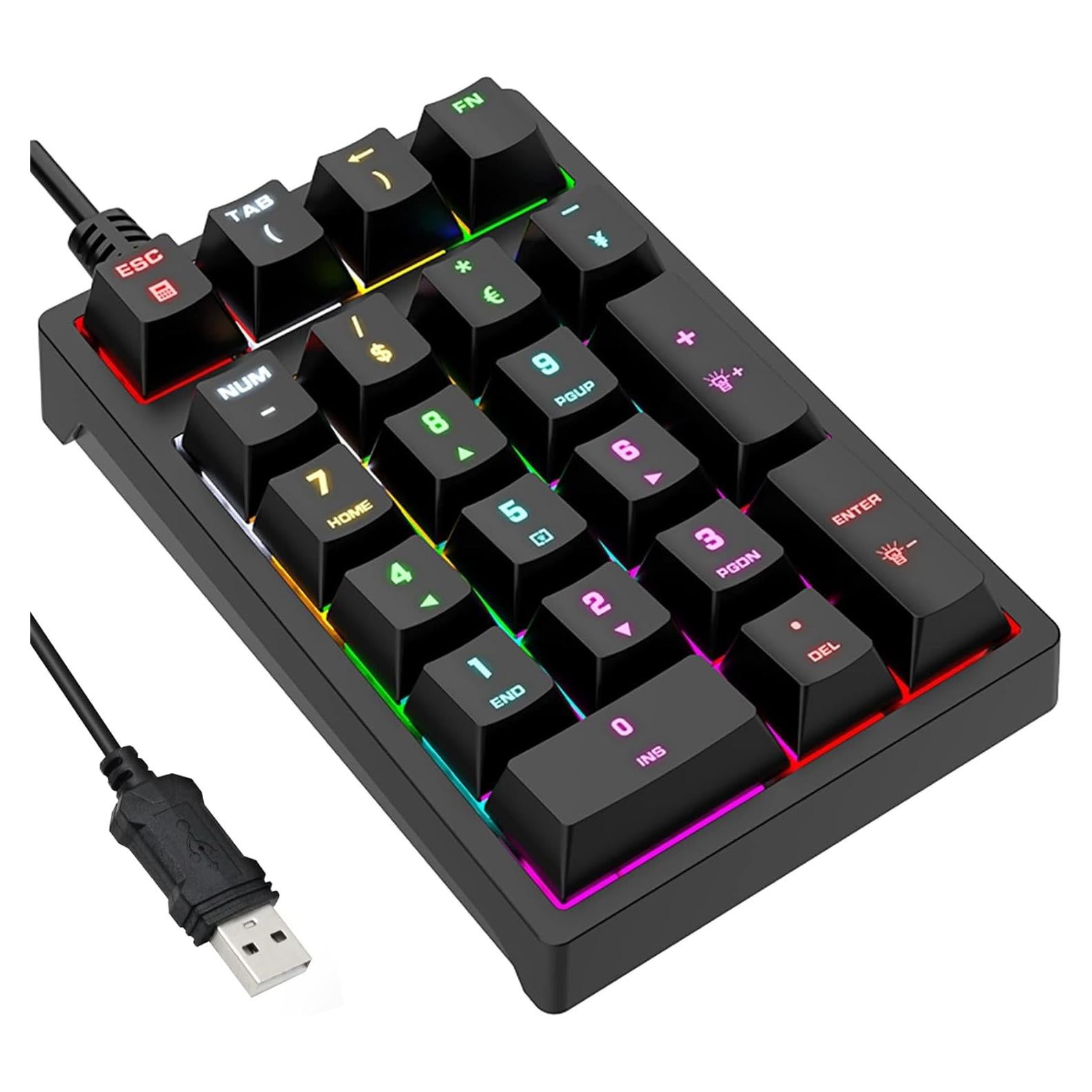 Teclado Numérico Mecánico USB JPHTEK K21 Retroiluminado RGB