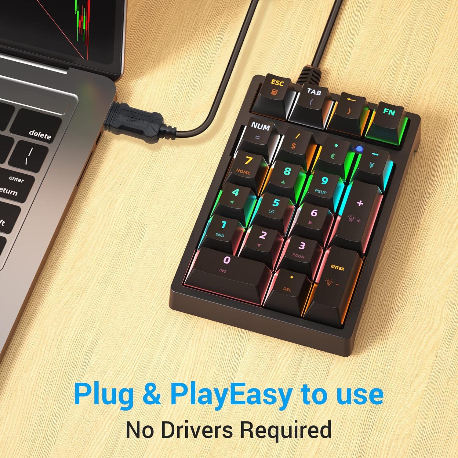 Teclado Numérico Mecánico USB JPHTEK K21 Retroiluminado RGB