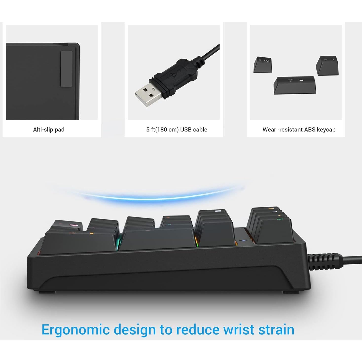 Teclado Numérico Mecánico USB JPHTEK K21 Retroiluminado RGB