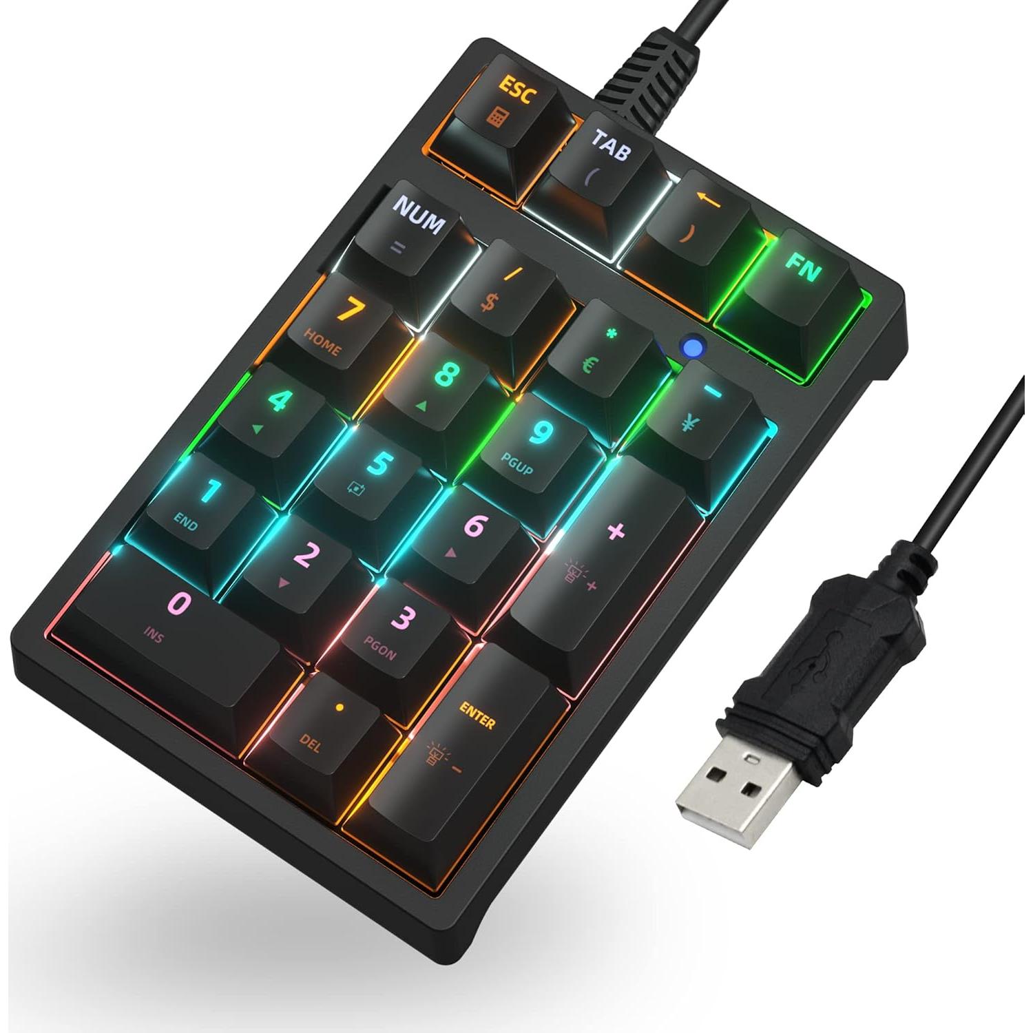 Teclado Numérico Mecánico USB JPHTEK K21 Retroiluminado RGB