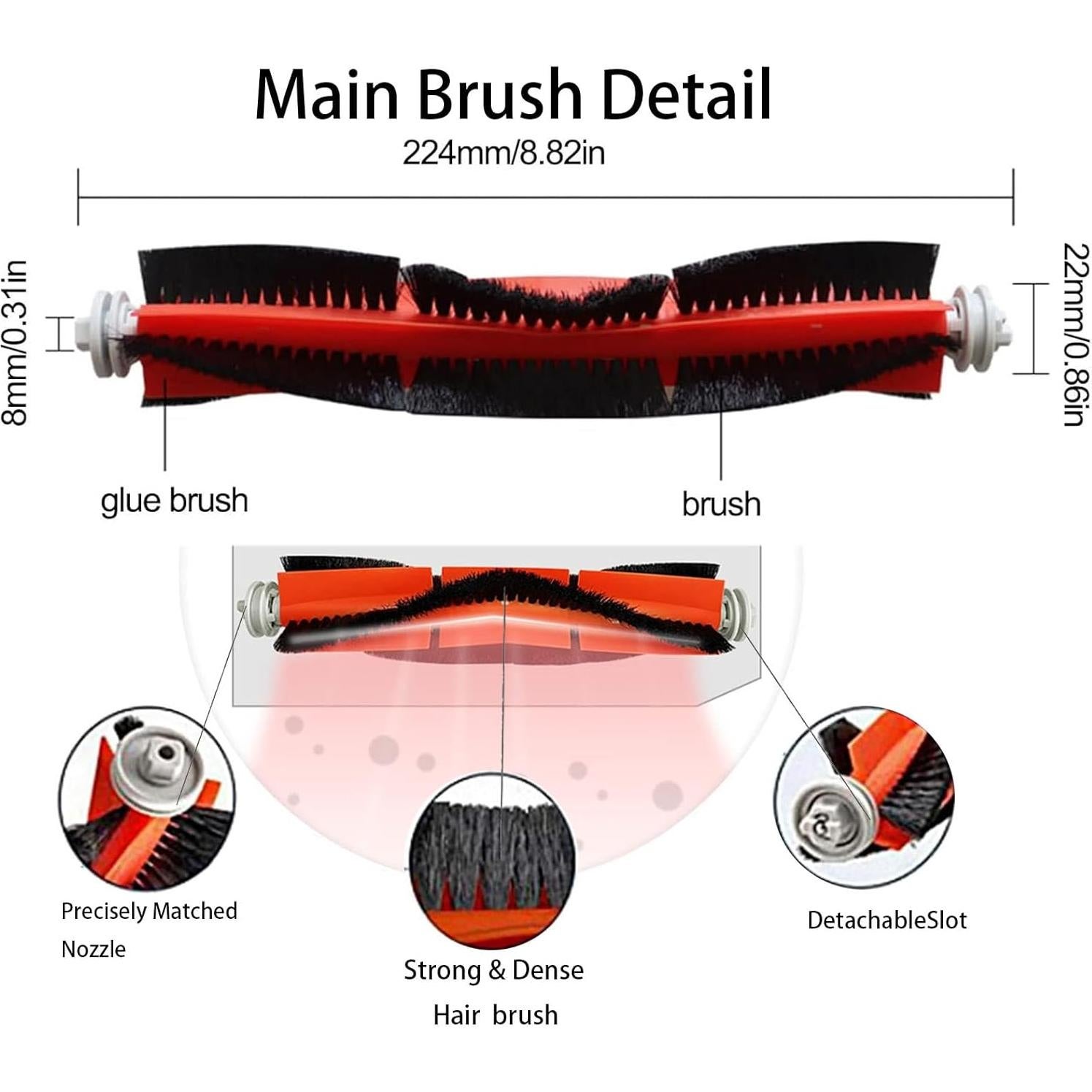 Kit de Repuestos para Aspiradora Robot Dreametech W10 Pro - 1 Cepillo Principal, 2 Laterales, 2 Filtros HEPA, 2 Paños de Mopa
