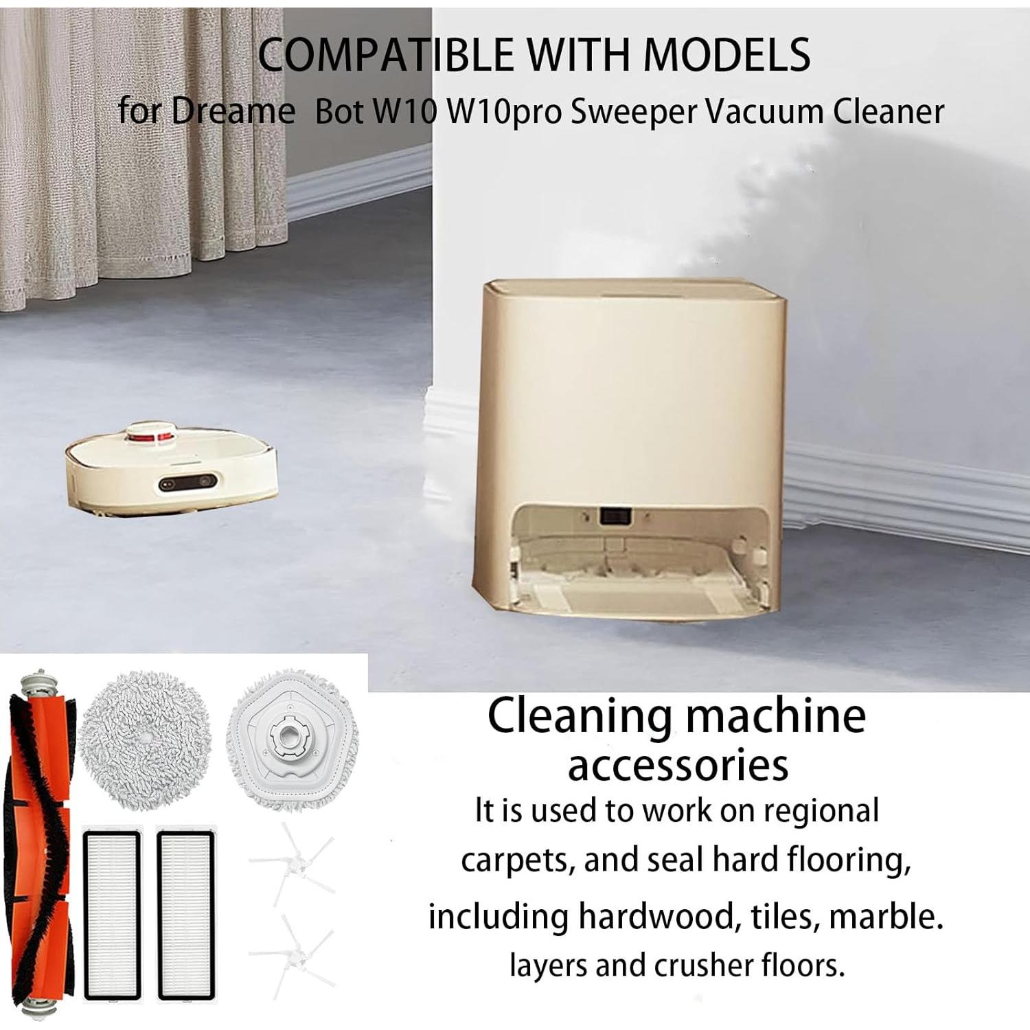 Kit de Repuestos para Aspiradora Robot Dreametech W10 Pro - 1 Cepillo Principal, 2 Laterales, 2 Filtros HEPA, 2 Paños de Mopa