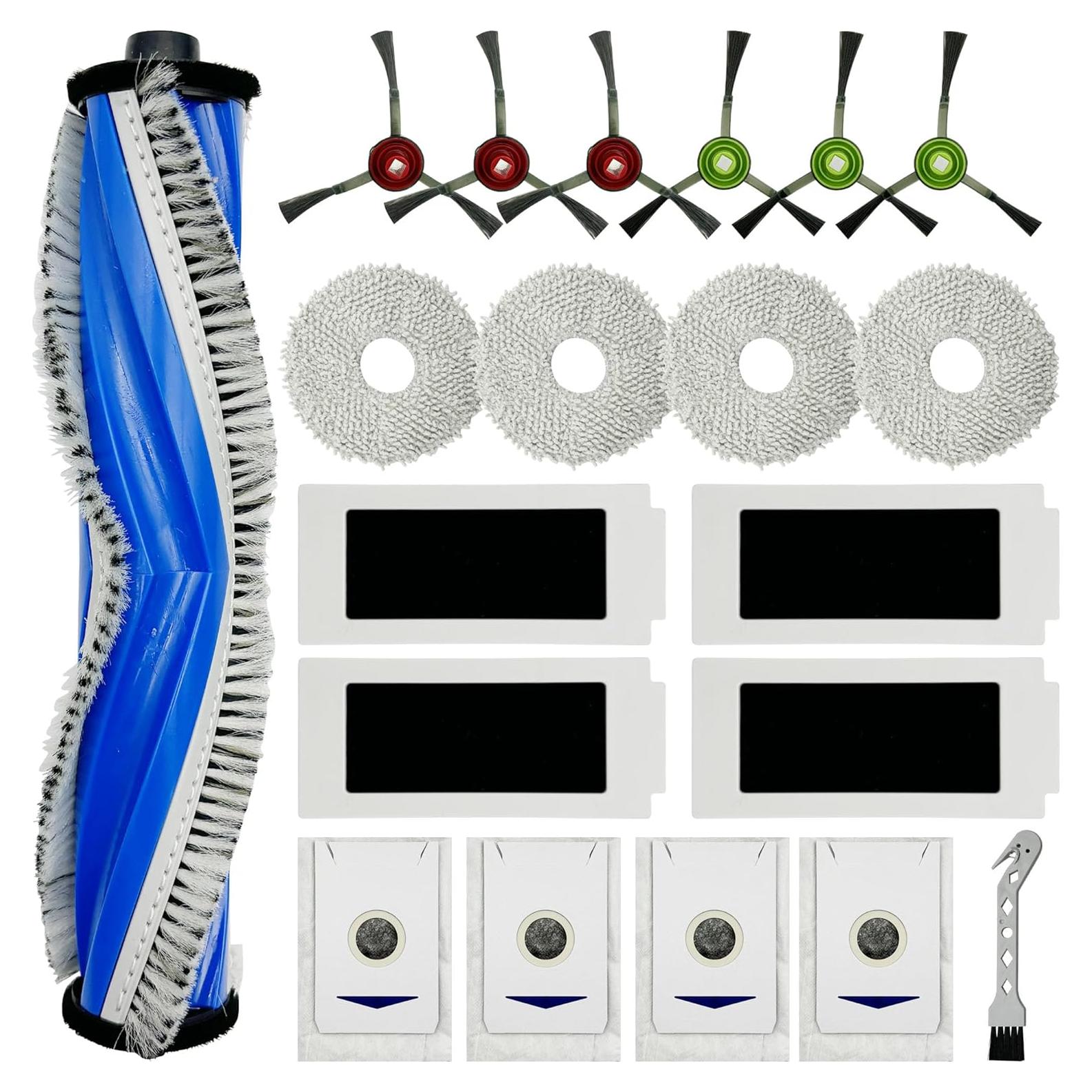 Accessories Kit for ECOVACS DEEBOT T30S / T30S Care / T30S AI Care/Yeedi M12 PRO+ Robot Vacuum Robot Vacuum and Mop, Main Brush, Side Brushes, HEPA Filters, Mop Pads, Dust Bags Replacement Parts