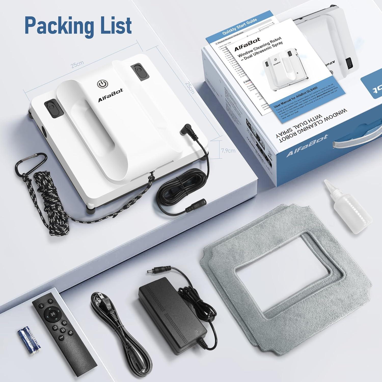 Robot Limpiador de Ventanas AlfaBot GLS400, 2800Pa, Doble Rocío