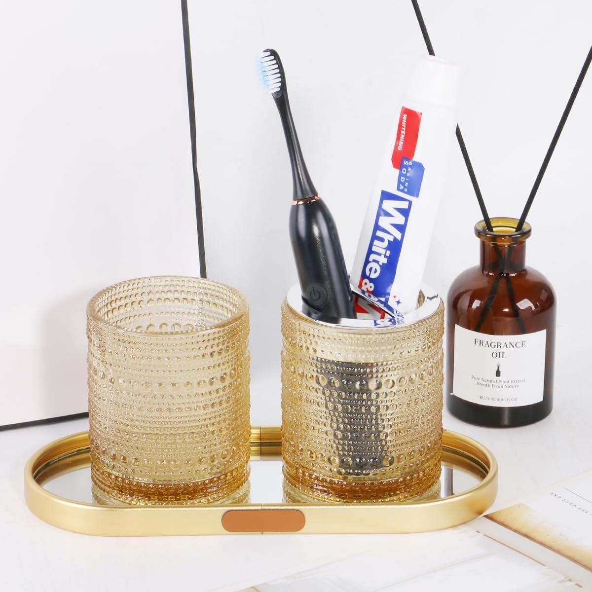 Soporte de Cepillo de Dientes Tonxus Ámbar de Vidrio 295ml