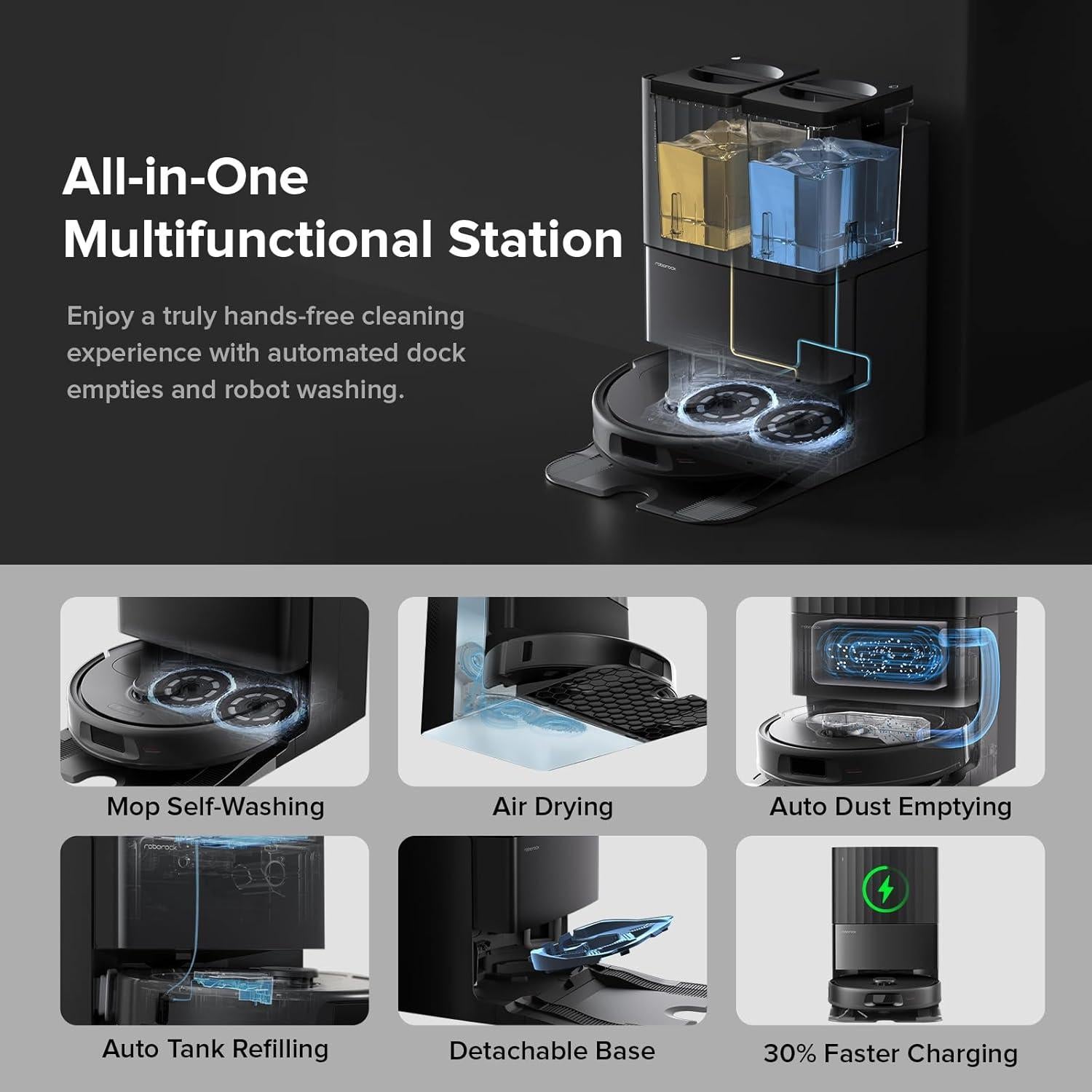 roborock QV 35A Robot Vacuum and Mop with 6 Packs Disposable Dust Bags