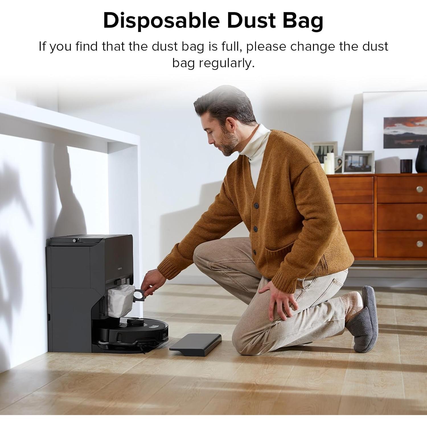 roborock QV 35A Robot Vacuum and Mop with 6 Packs Disposable Dust Bags