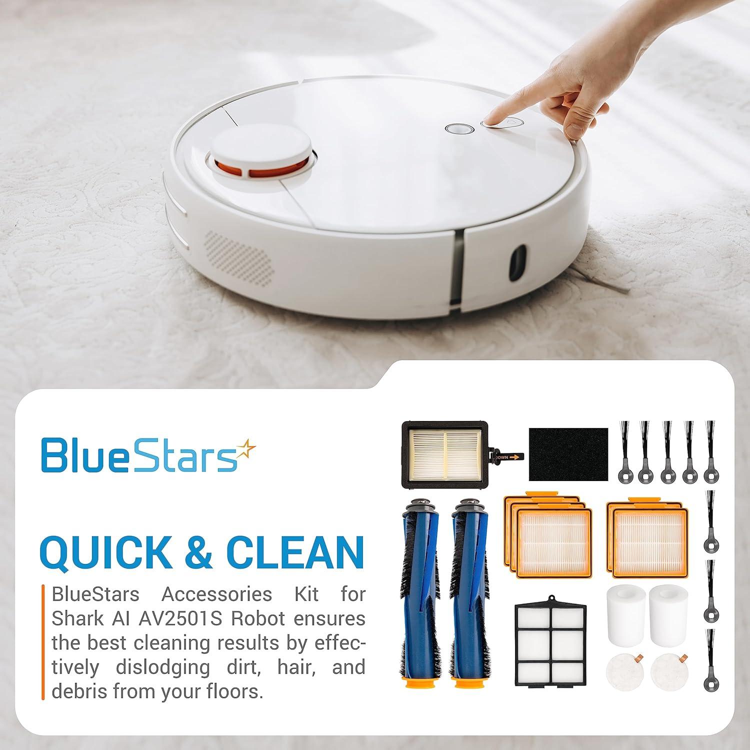 Kit de Accesorios BlueStars para Aspiradora Robot Shark AI AV2501S - 2 Cepillos + 8 Laterales + Filtros