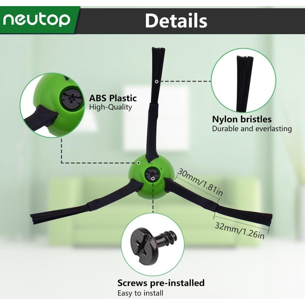 Cepillos Laterales Neutop para iRobot Roomba e/i/j - 9 Piezas
